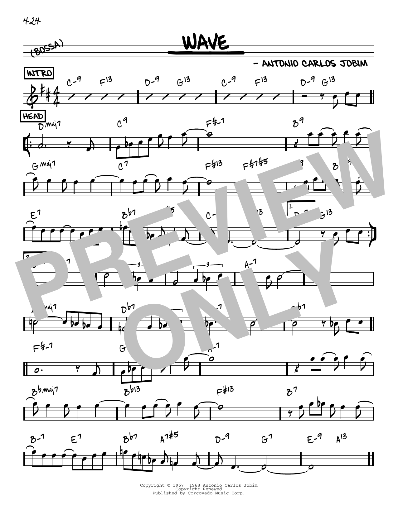 Antonio Carlos Jobim Wave [Reharmonized version] (arr. Jack Grassel) sheet music notes and chords arranged for Real Book – Melody & Chords