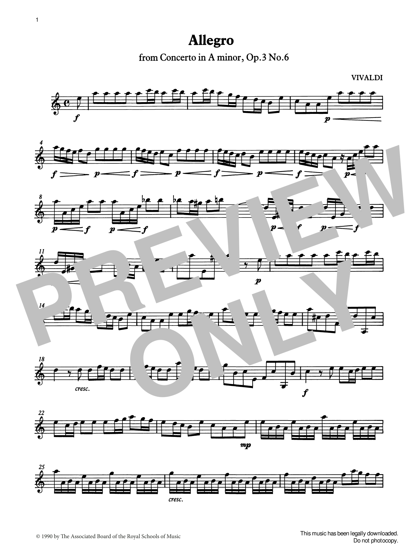 Antonio Vivaldi Allegro (Vivaldi) from Graded Music for Tuned Percussion, Book IV sheet music notes and chords arranged for Percussion Solo