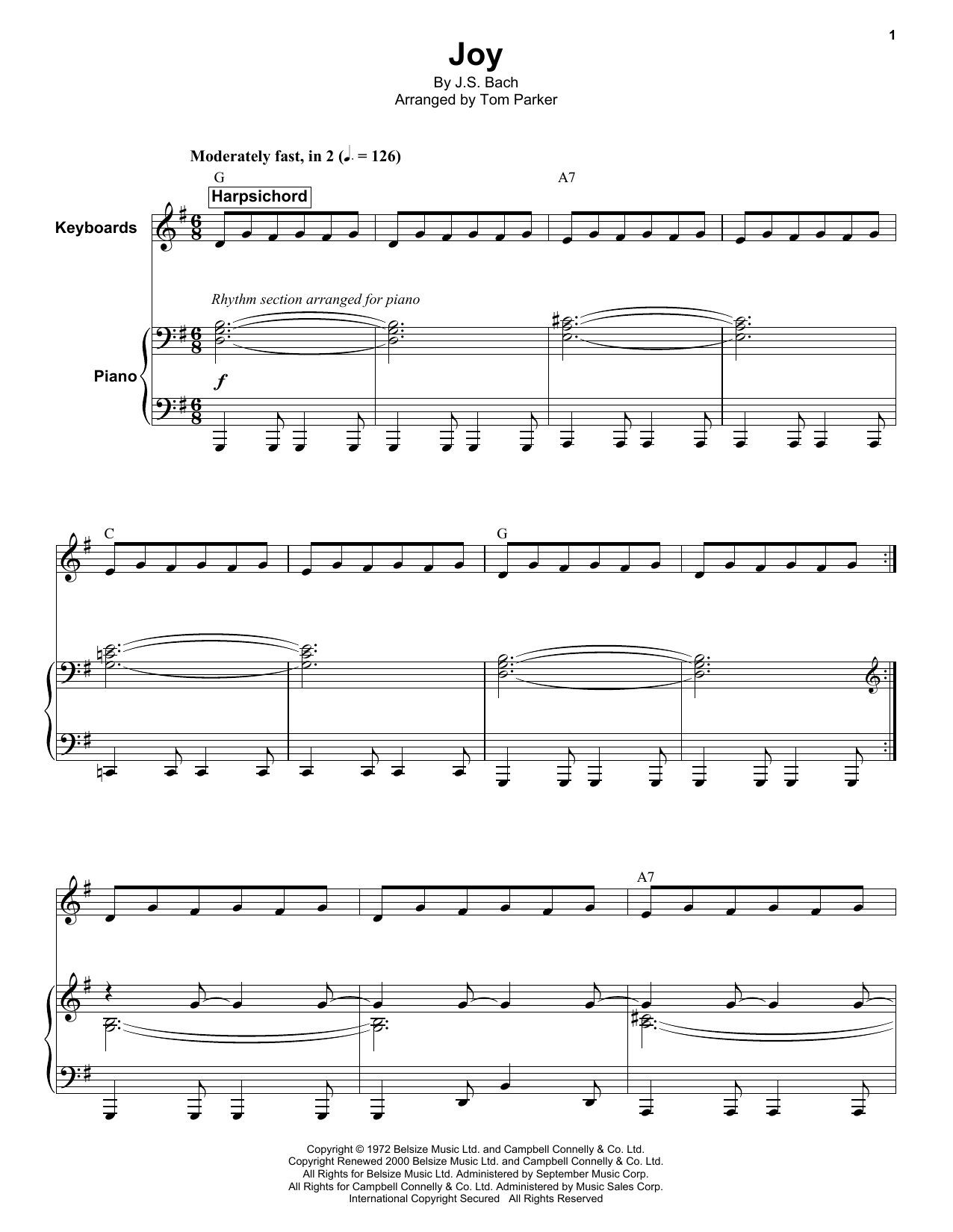 Apollo 100 Joy sheet music notes and chords arranged for Keyboard Transcription