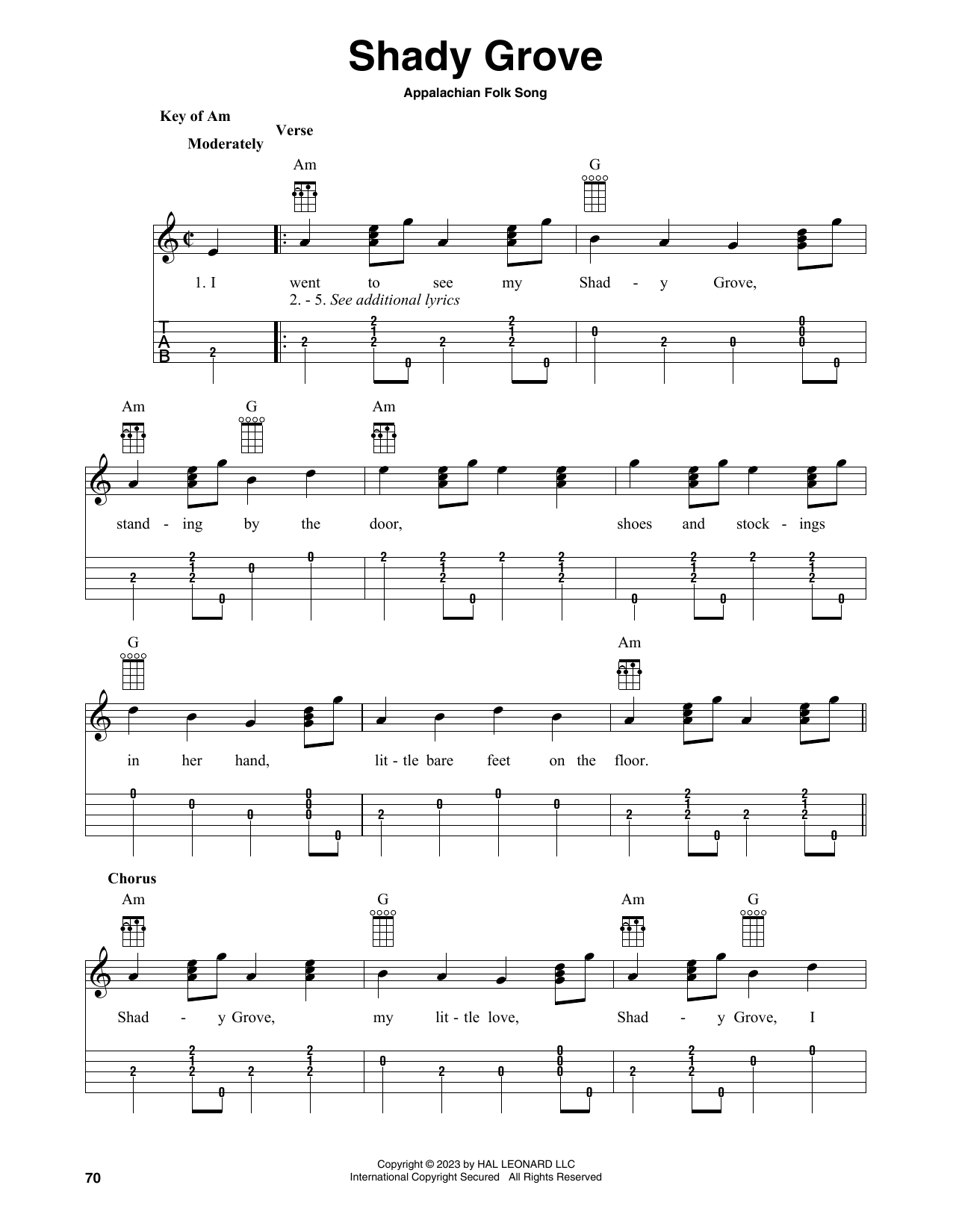 Appalachian Folk Song Shady Grove (arr. Fred Sokolow) sheet music notes and chords arranged for Banjo Tab