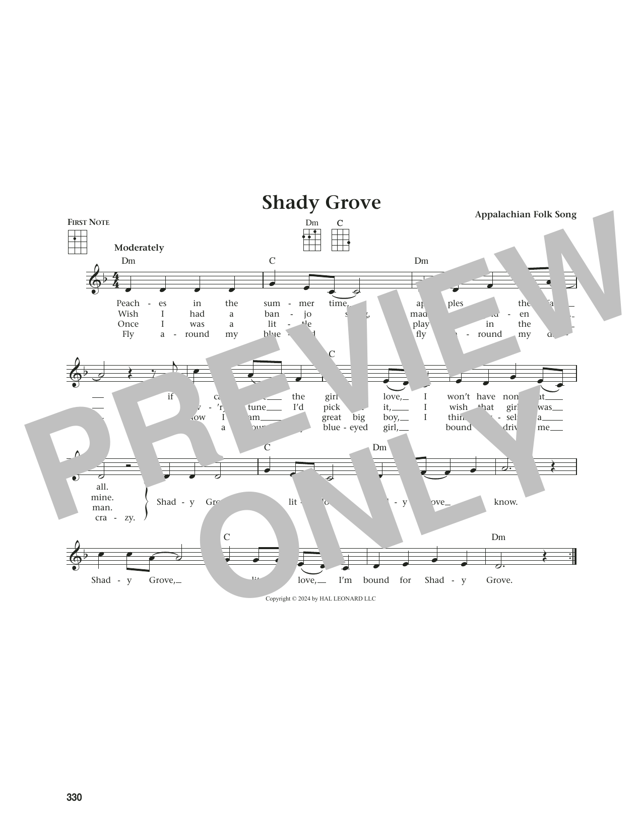 Appalachian Folk Song Shady Grove (from The Daily Ukulele) (arr. Jim Beloff) sheet music notes and chords arranged for Ukulele