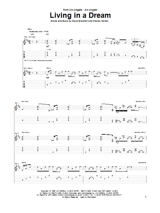 Arc Angels Living In A Dream sheet music notes and chords arranged for Guitar Tab