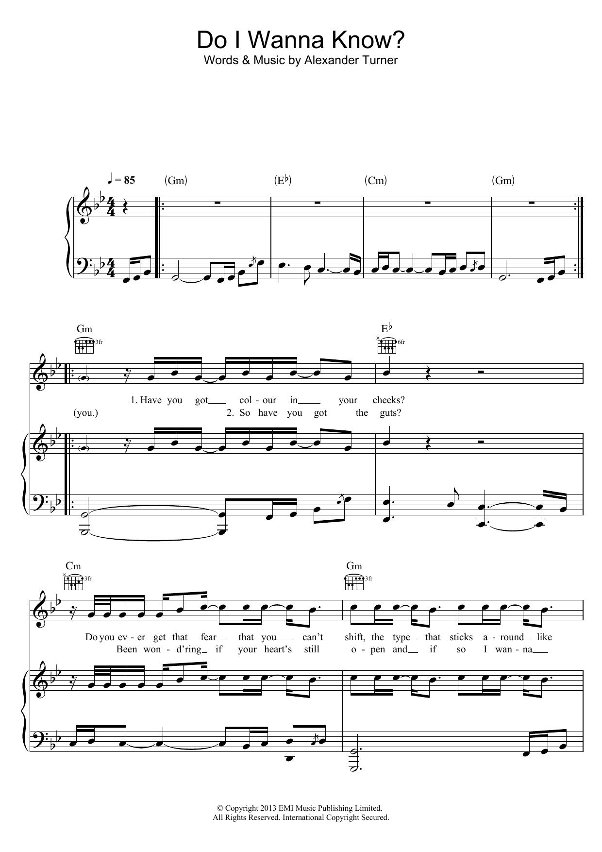 Arctic Monkeys Do I Wanna Know? sheet music notes and chords arranged for Guitar Tab (Single Guitar)