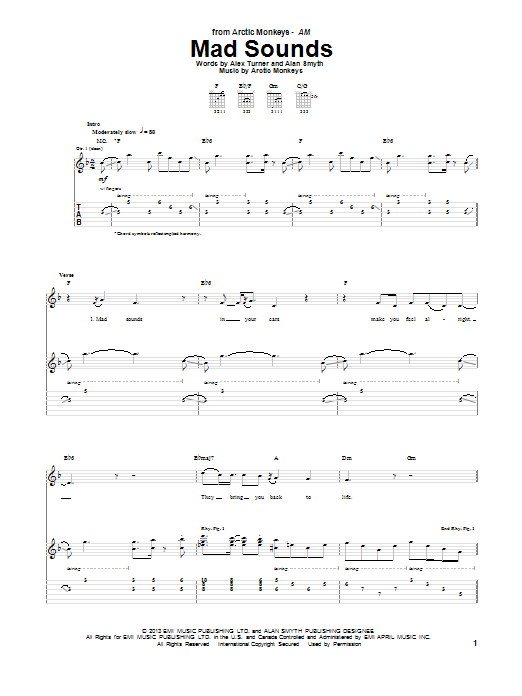 Arctic Monkeys Mad Sounds sheet music notes and chords arranged for Guitar Tab