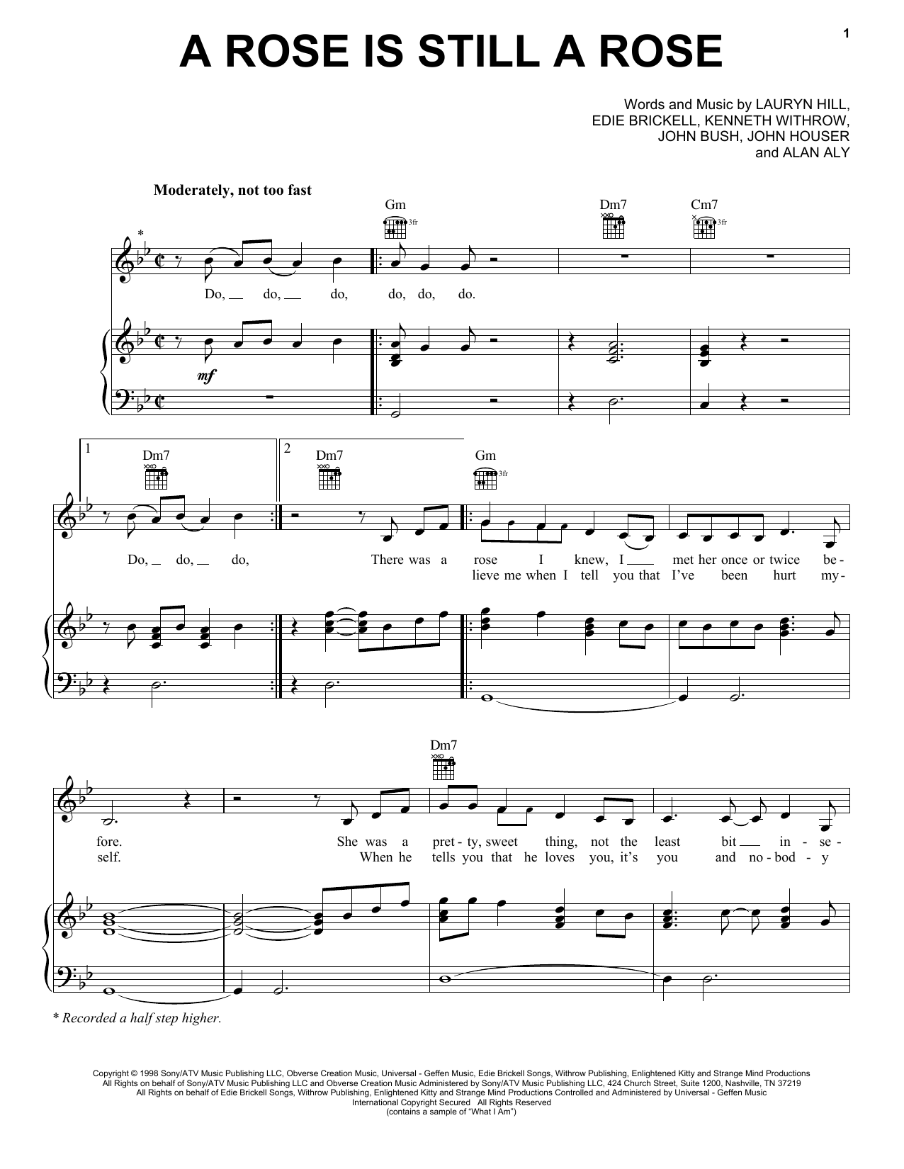 Aretha Franklin A Rose Is Still A Rose sheet music notes and chords arranged for Piano, Vocal & Guitar Chords (Right-Hand Melody)