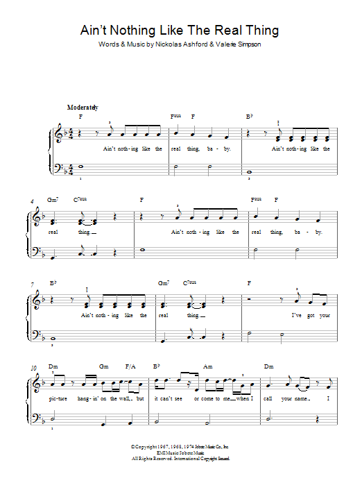 Aretha Franklin Ain't Nothing Like The Real Thing sheet music notes and chords arranged for Easy Piano