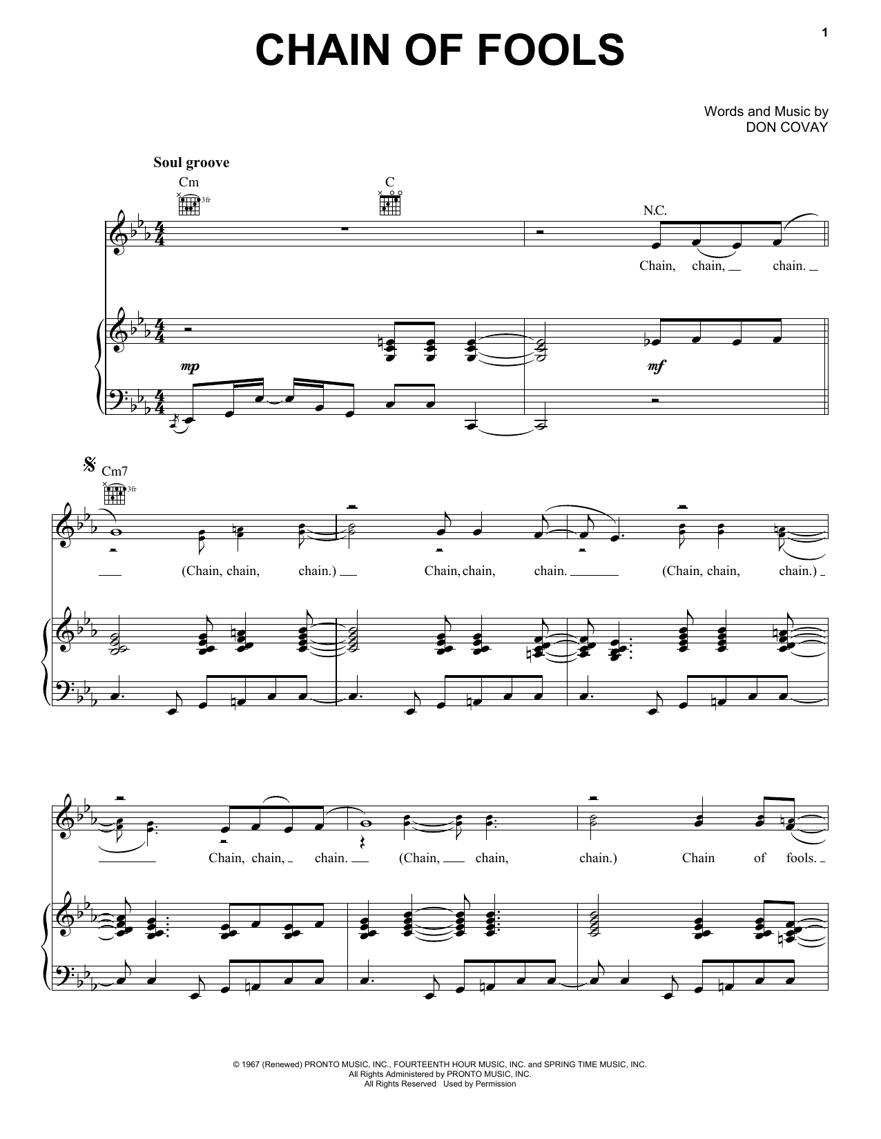 Aretha Franklin Chain Of Fools sheet music notes and chords arranged for Drum Chart