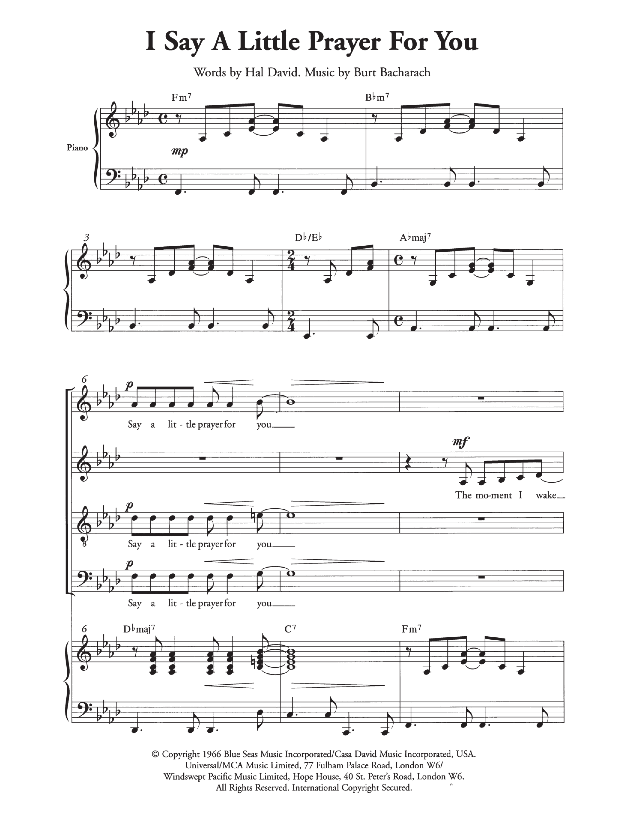 Aretha Franklin I Say A Little Prayer (arr. Berty Rice) sheet music notes and chords arranged for SATB Choir