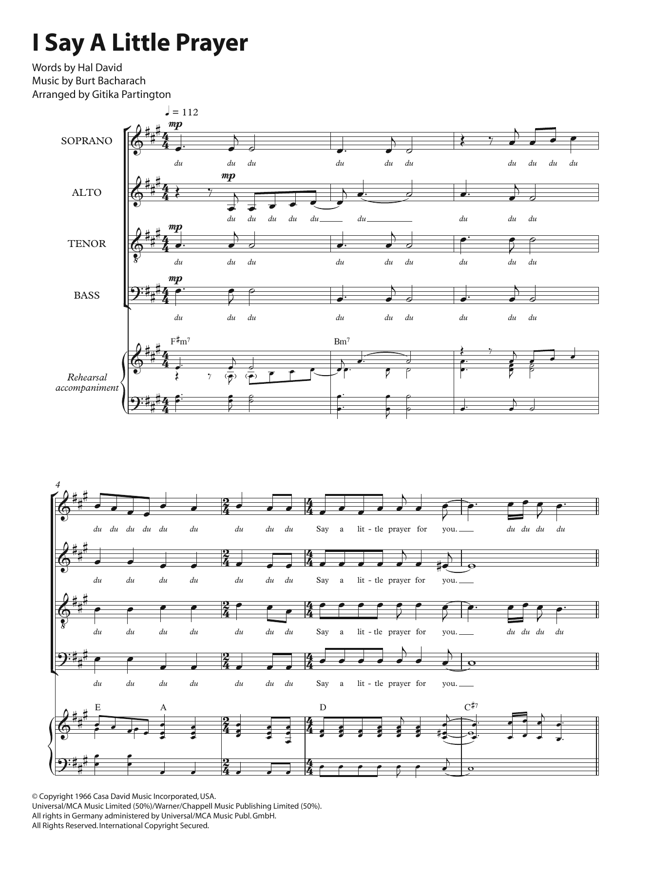 Aretha Franklin I Say A Little Prayer (arr. Gitika Partington) sheet music notes and chords arranged for SATB Choir