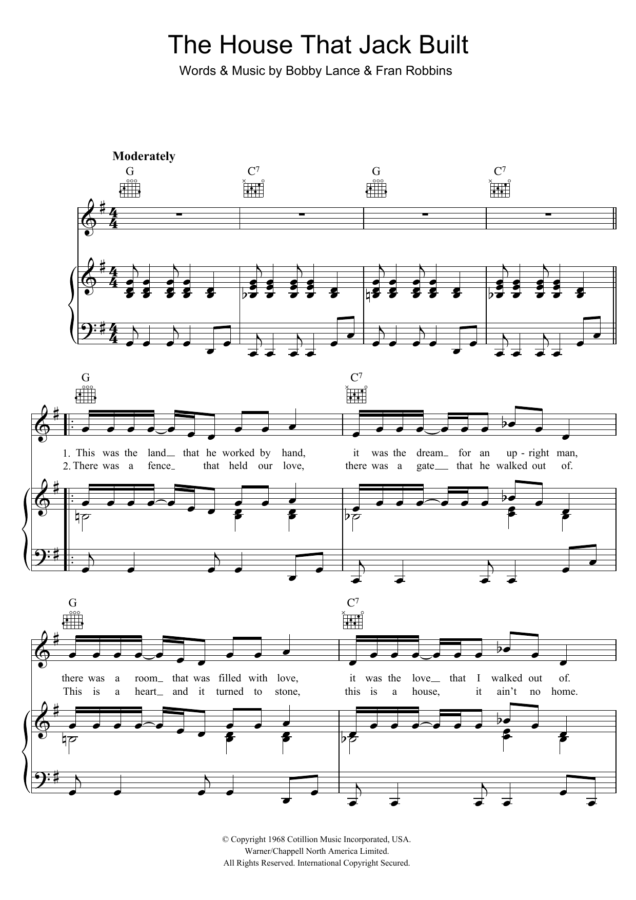 Aretha Franklin The House That Jack Built sheet music notes and chords arranged for Piano, Vocal & Guitar Chords (Right-Hand Melody)