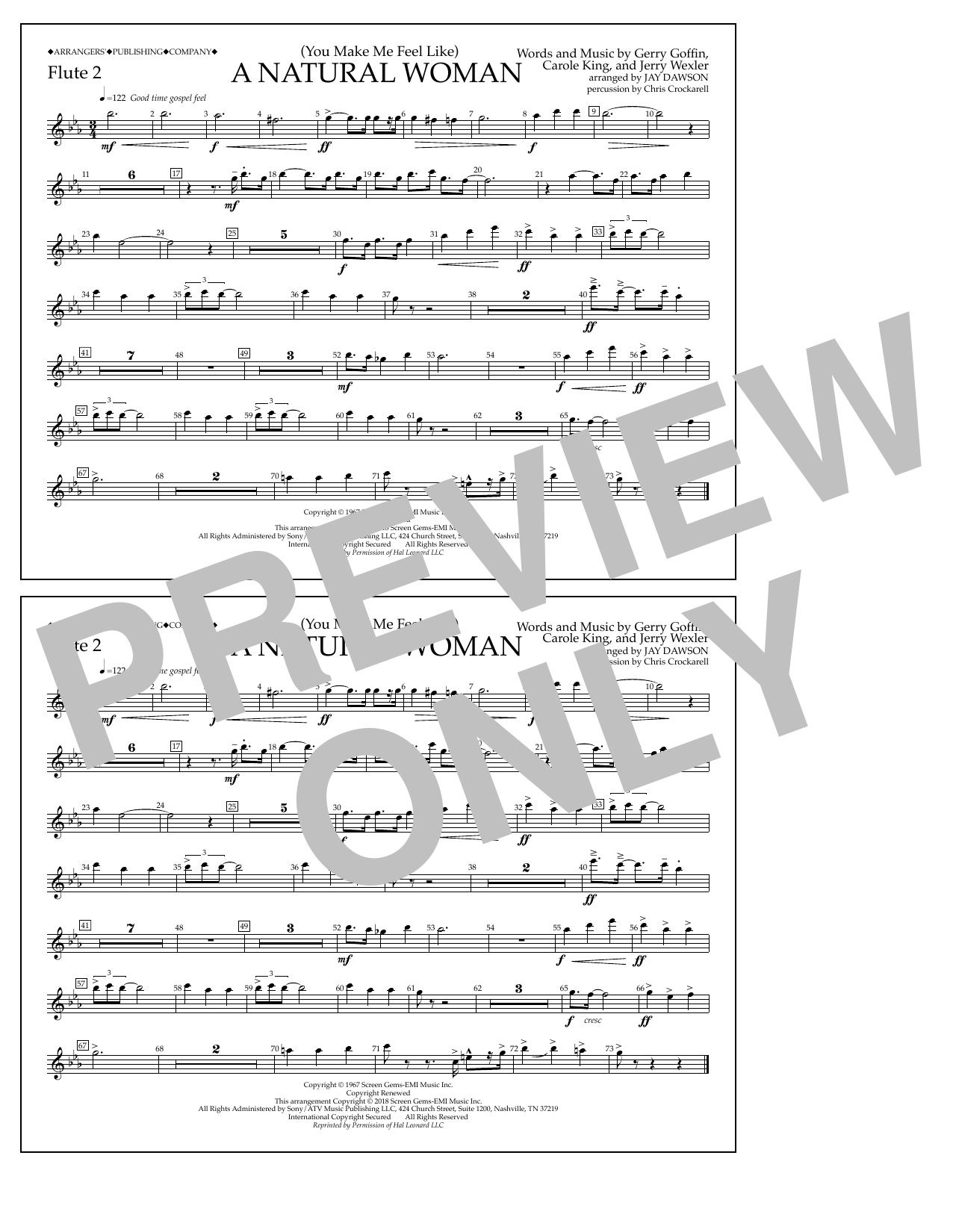 Aretha Franklin (You Make Me Feel Like) A Natural Woman (arr. Jay Dawson) - Flute 2 sheet music notes and chords arranged for Marching Band