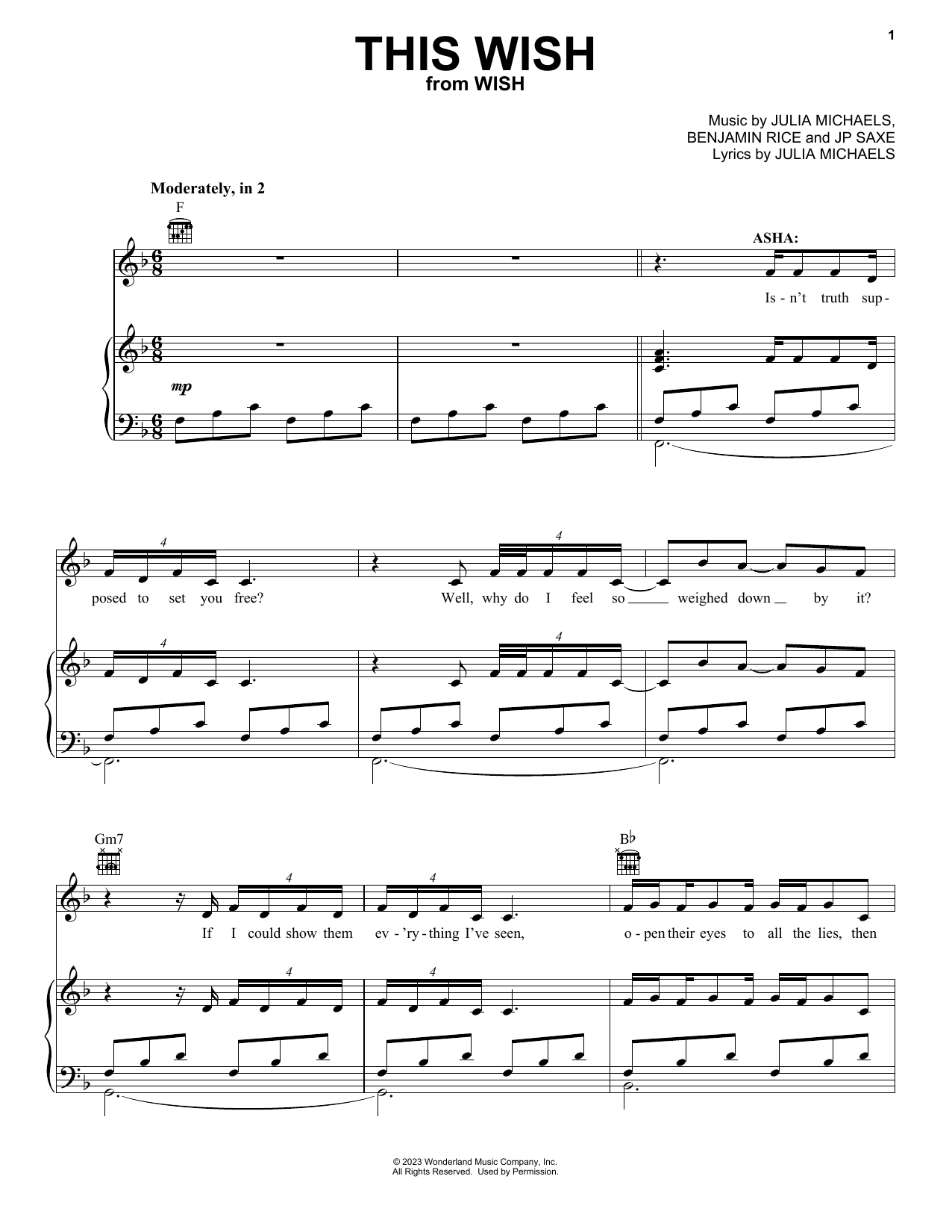Ariana DeBose This Wish (from Wish) sheet music notes and chords arranged for Easy Piano