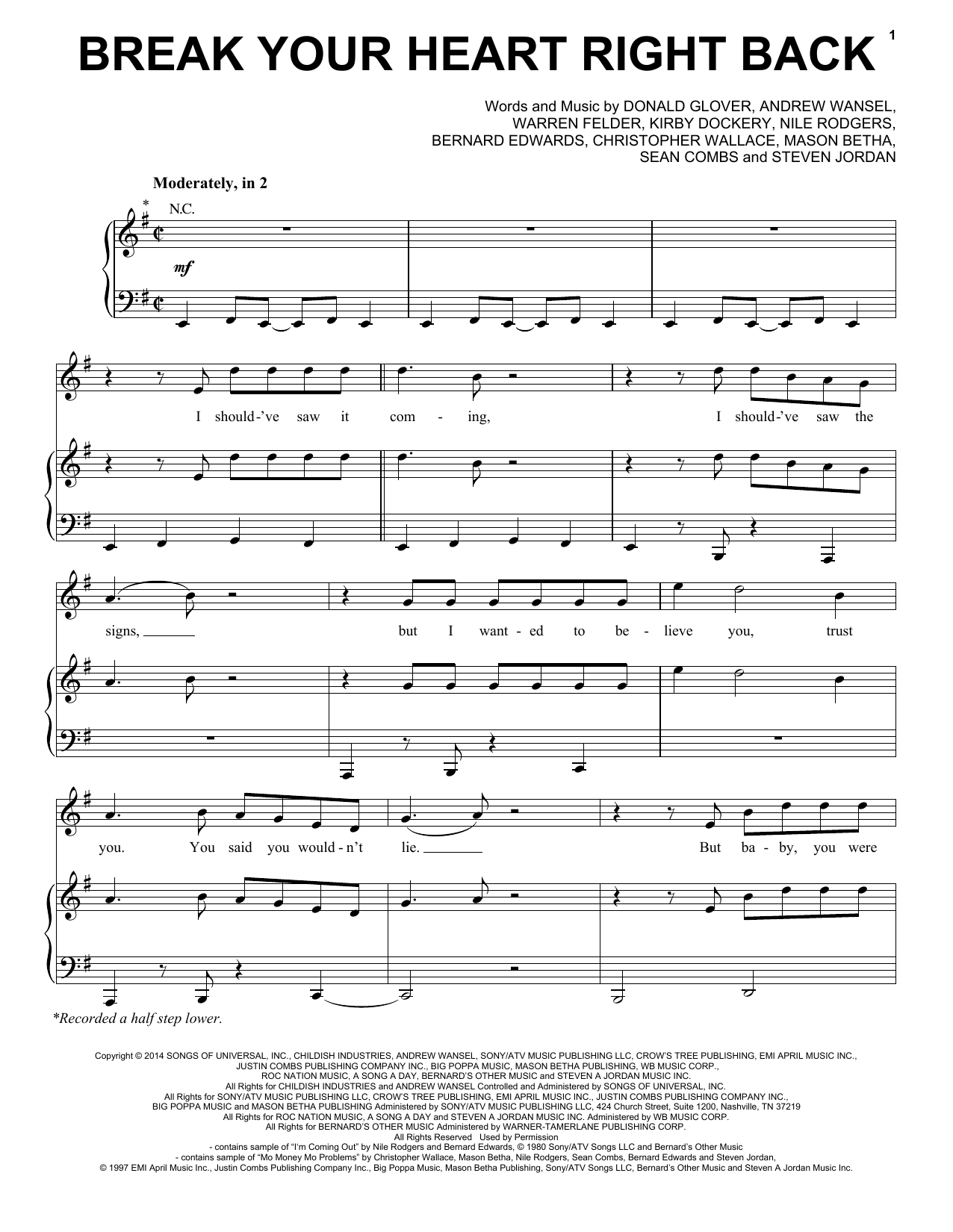 Ariana Grande Break Your Heart Right Back sheet music notes and chords arranged for Piano, Vocal & Guitar Chords (Right-Hand Melody)