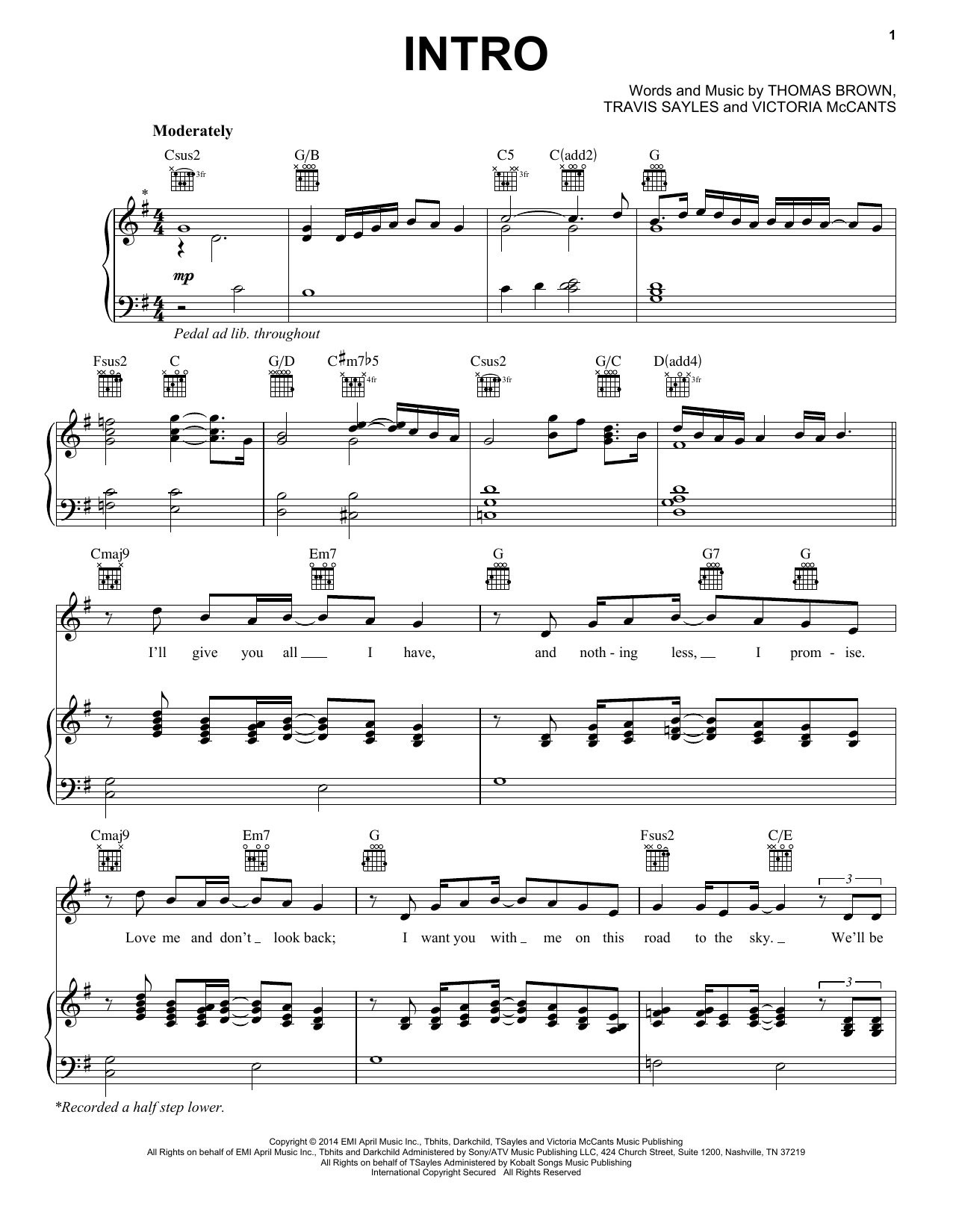 Ariana Grande Intro sheet music notes and chords arranged for Piano, Vocal & Guitar Chords (Right-Hand Melody)