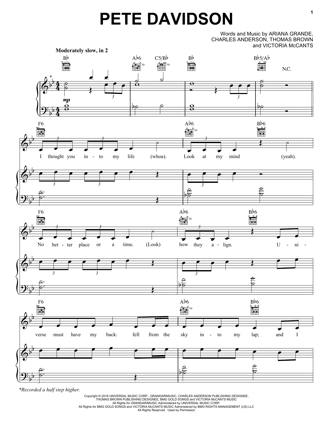 Ariana Grande Pete Davidson sheet music notes and chords arranged for Piano, Vocal & Guitar Chords (Right-Hand Melody)