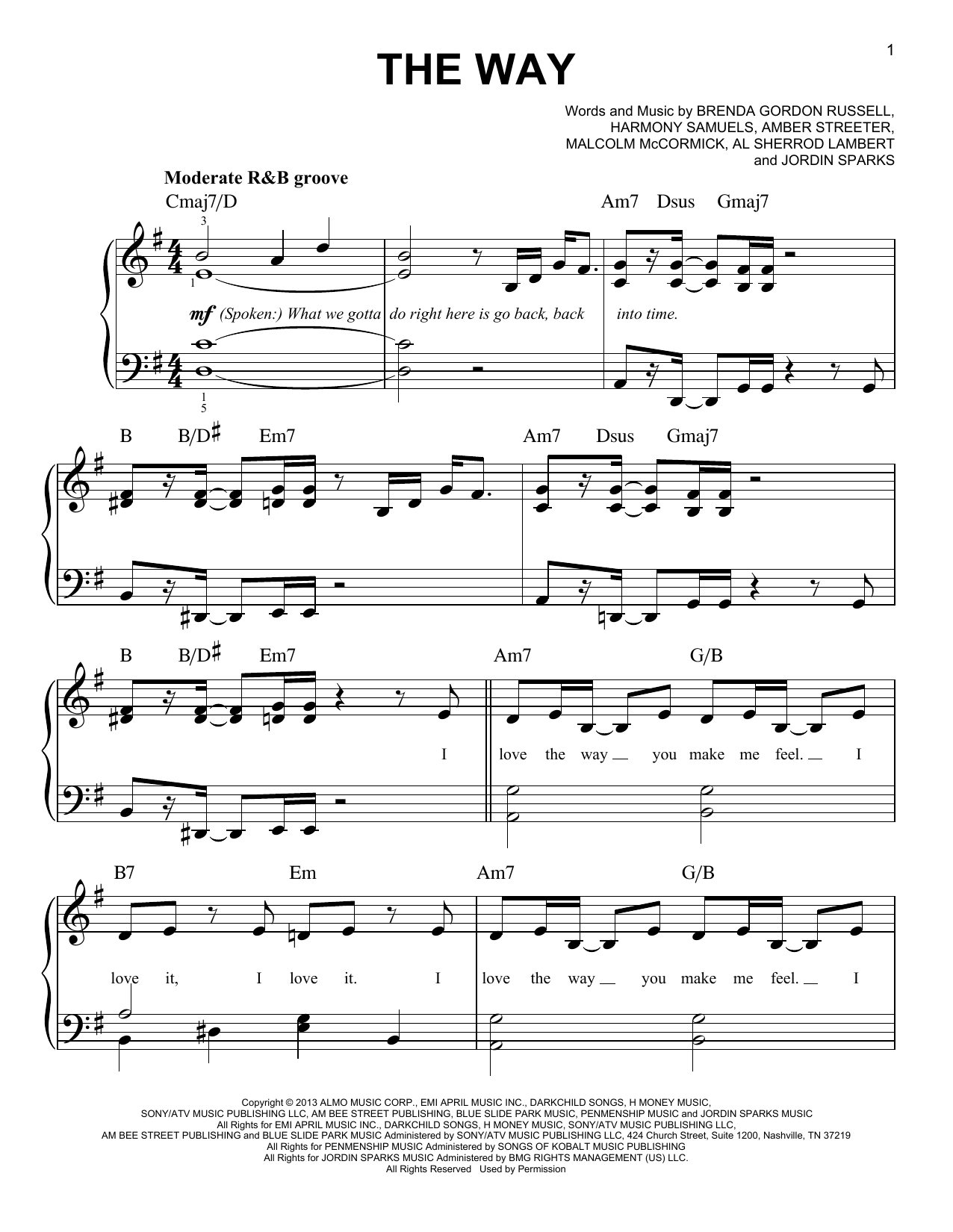 Ariana Grande The Way (feat. Mac Miller) sheet music notes and chords arranged for Easy Piano