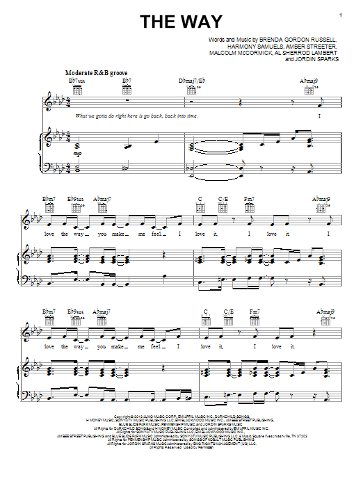 Ariana Grande The Way sheet music notes and chords arranged for Piano, Vocal & Guitar Chords (Right-Hand Melody)