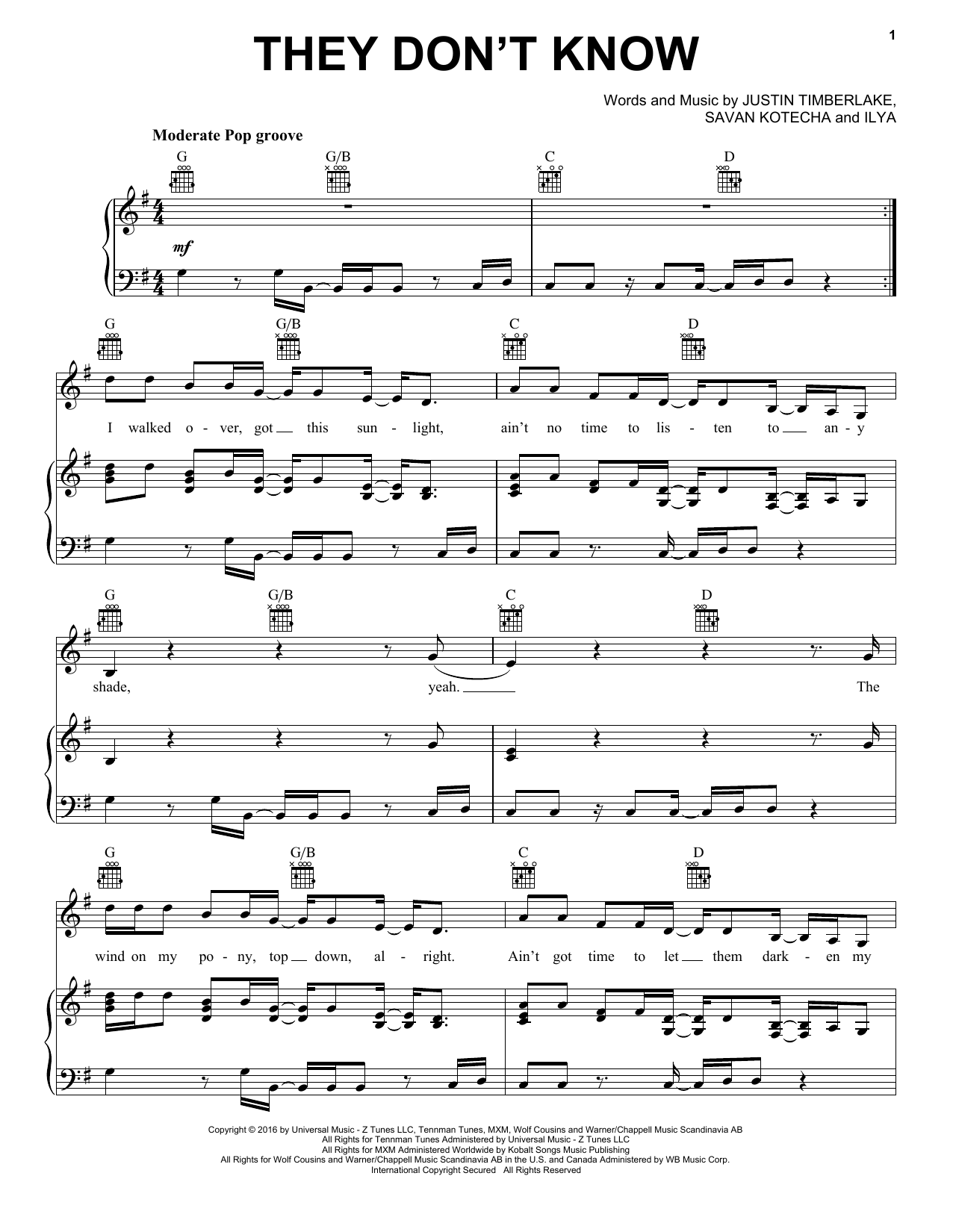 Ariana Grande They Don't Know sheet music notes and chords arranged for Piano, Vocal & Guitar Chords (Right-Hand Melody)