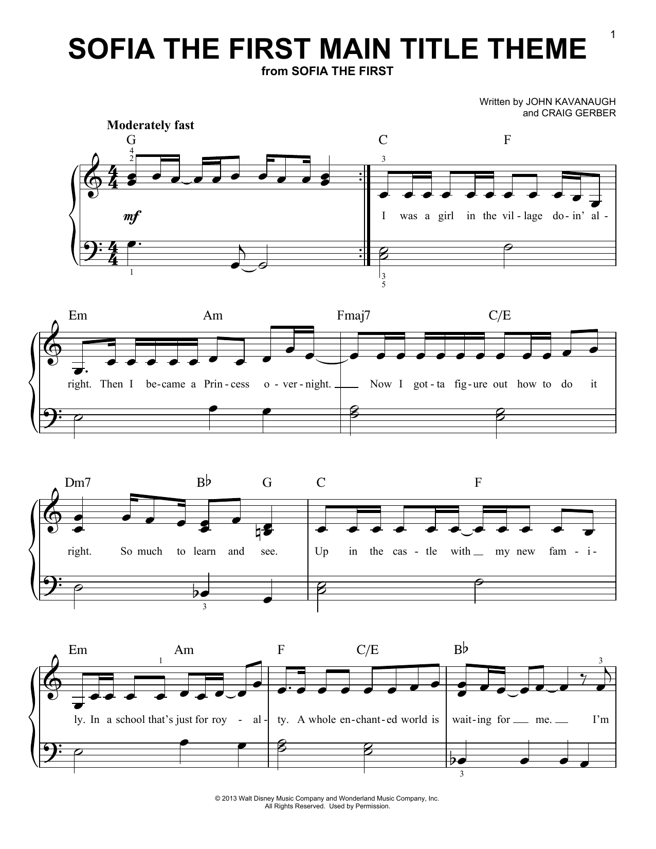 Ariel Winter Sofia The First Main Title Theme sheet music notes and chords arranged for Lead Sheet / Fake Book