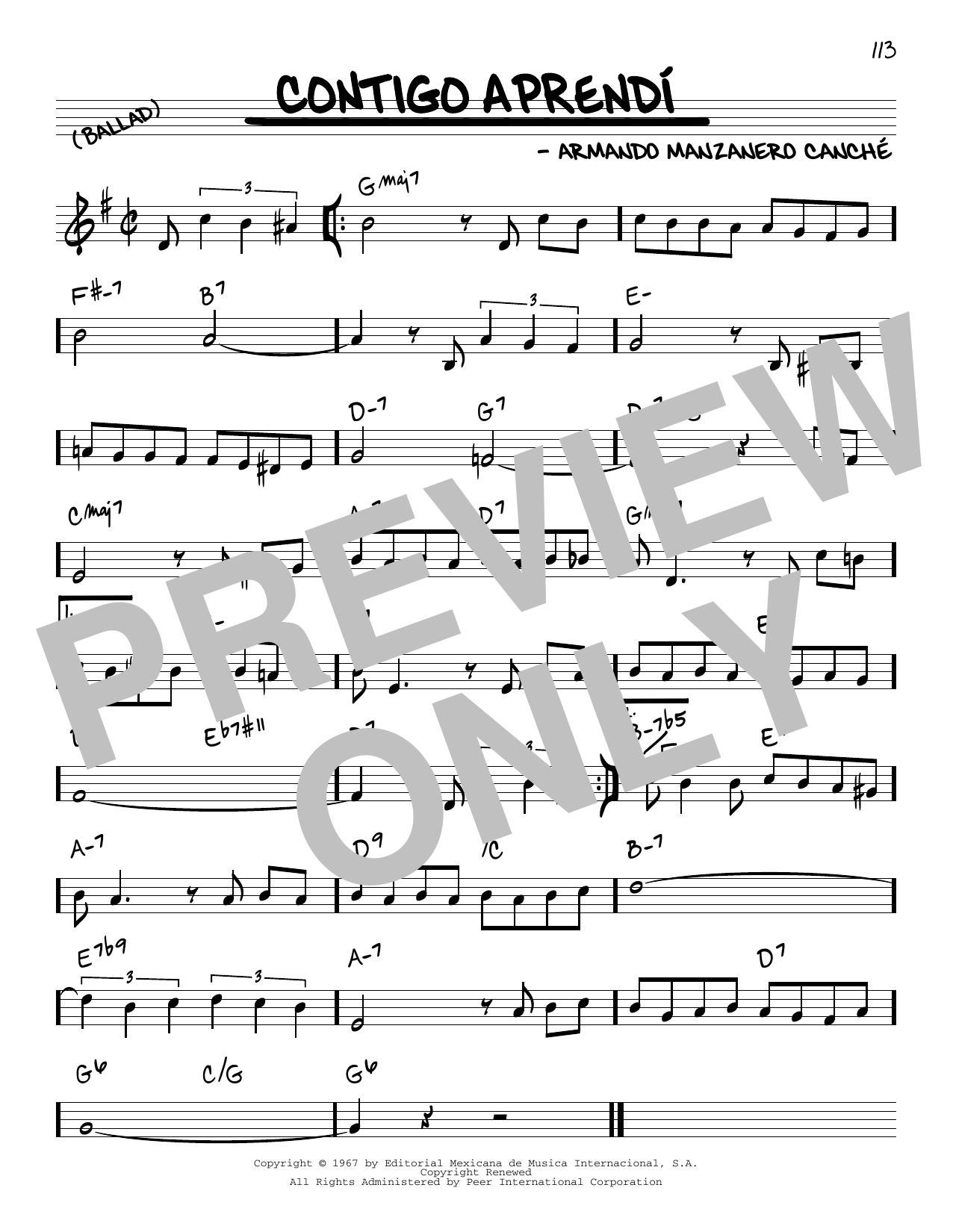 Armando Manzanero Canche Contigo Aprendi sheet music notes and chords arranged for Real Book – Melody & Chords