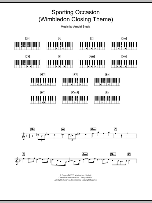 Arnold Steck Sporting Occasion (Wimbledon Closing Theme) sheet music notes and chords arranged for Piano Chords/Lyrics