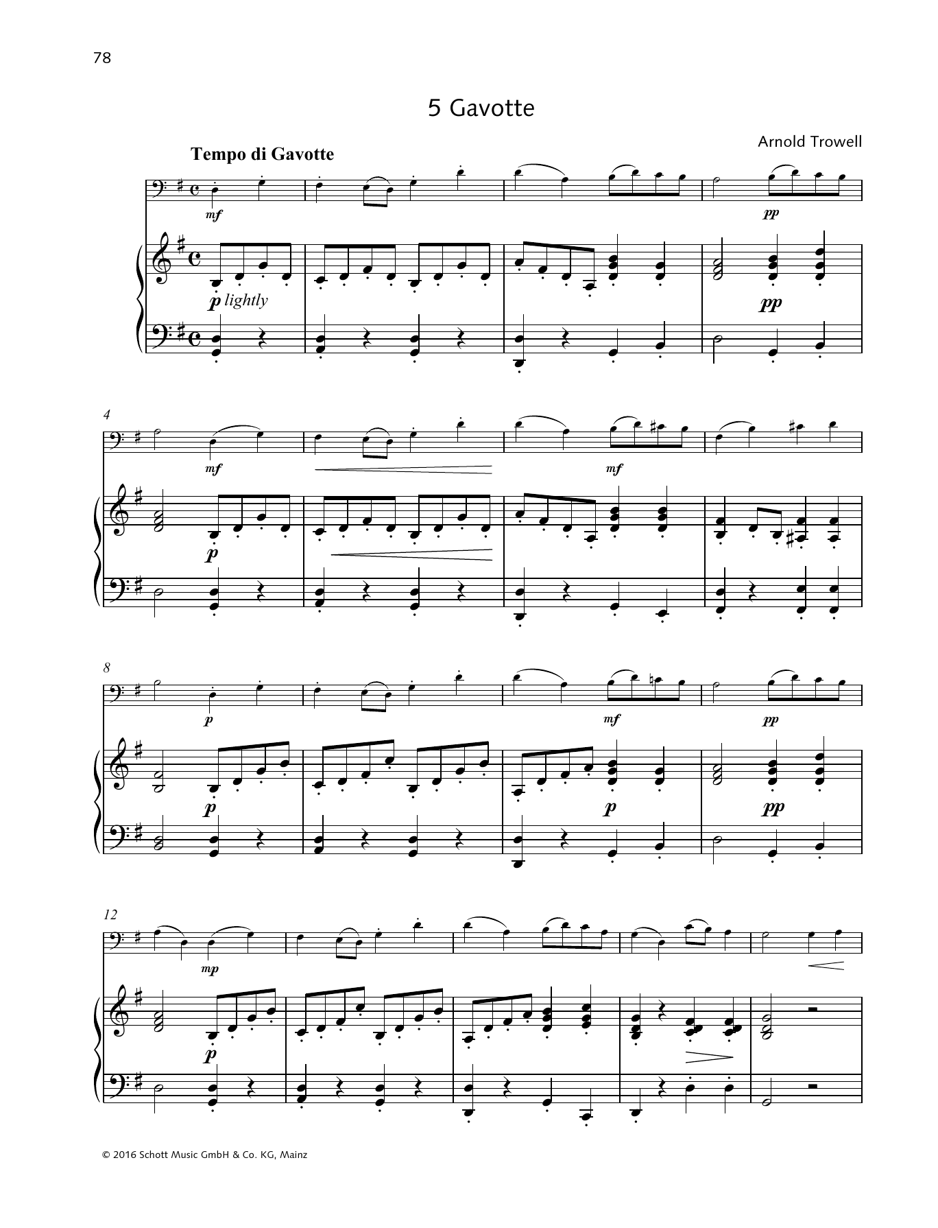 Arnold Trowell Gavotte sheet music notes and chords arranged for String Solo