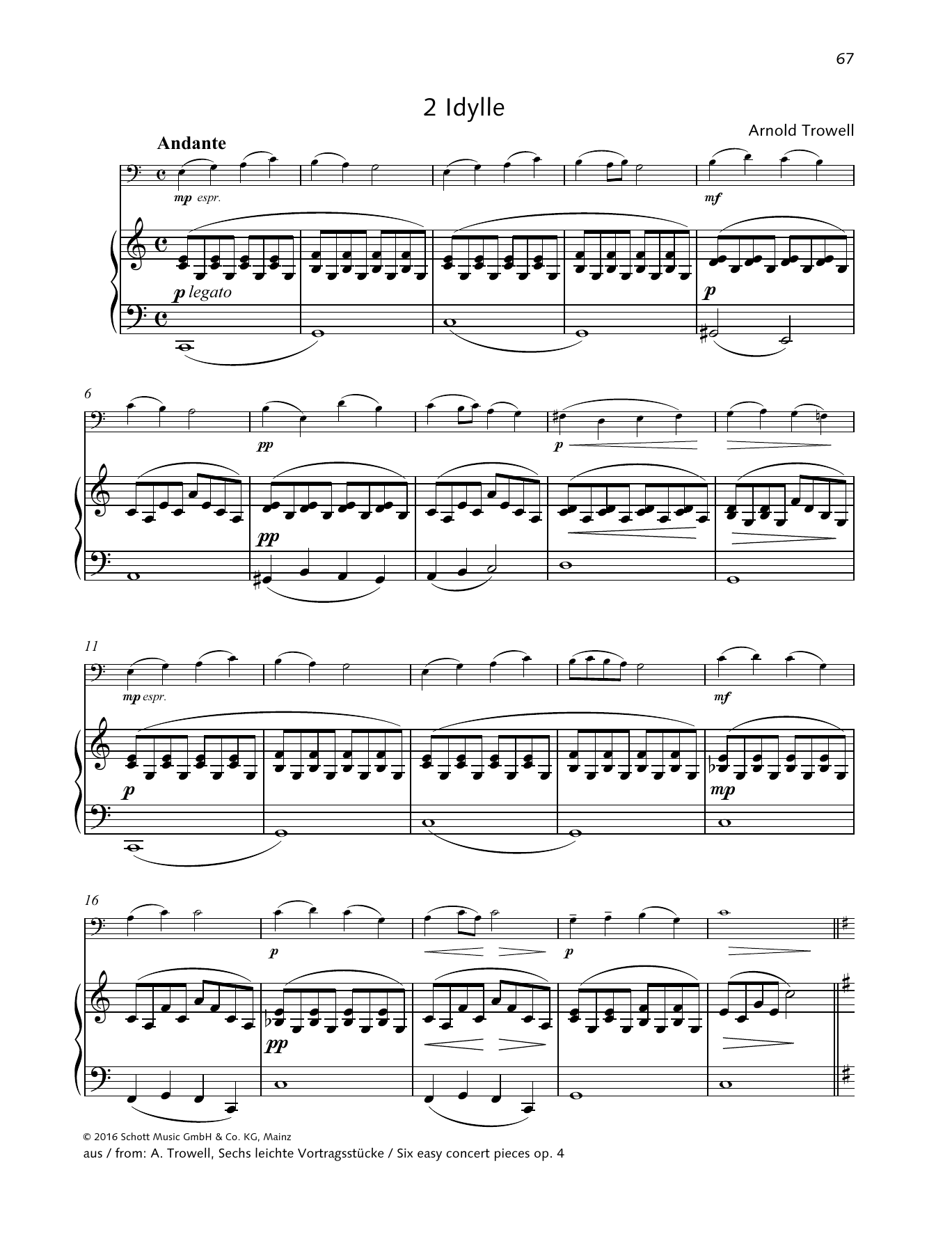 Arnold Trowell Idylle sheet music notes and chords arranged for String Solo