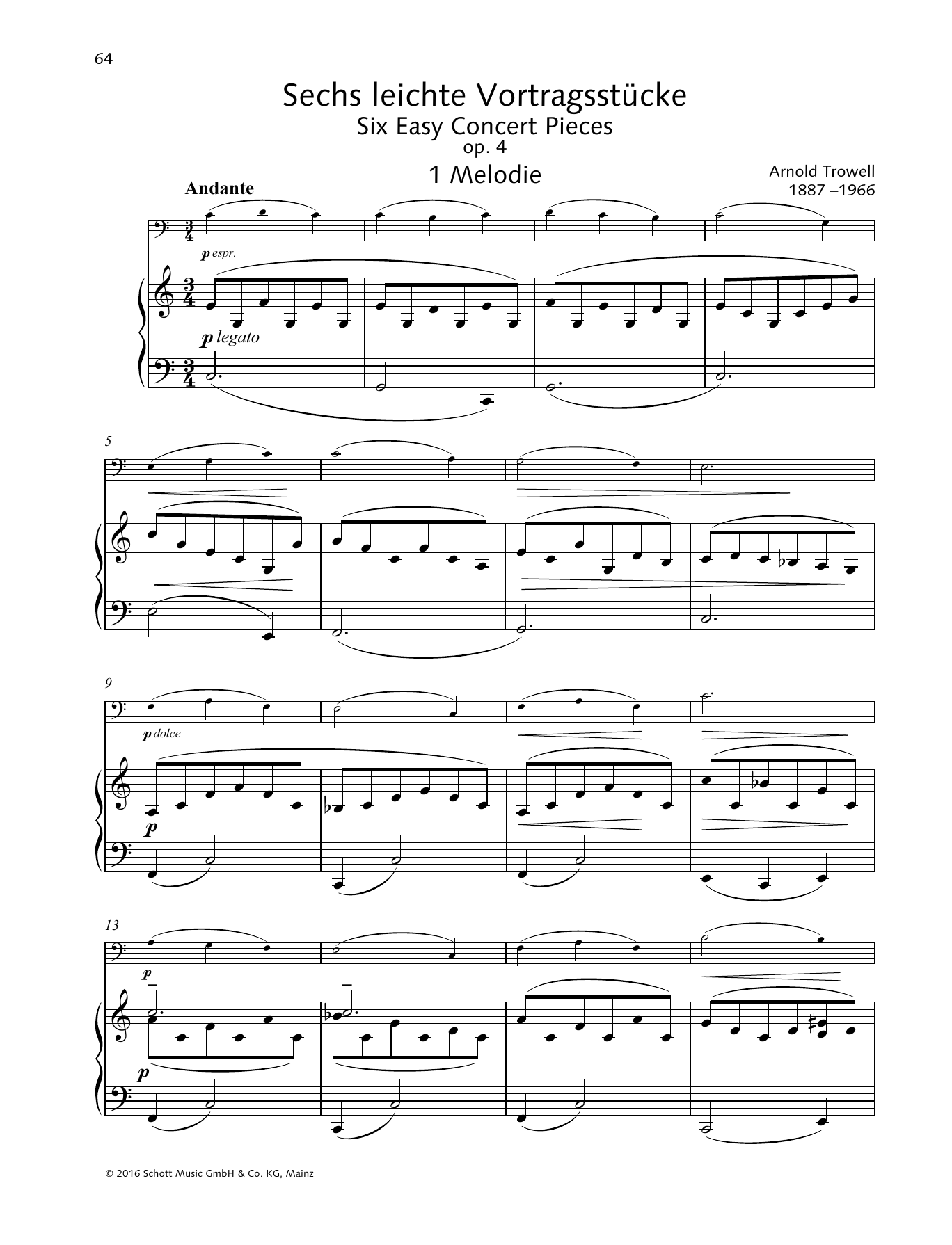 Arnold Trowell Melodie sheet music notes and chords arranged for String Solo
