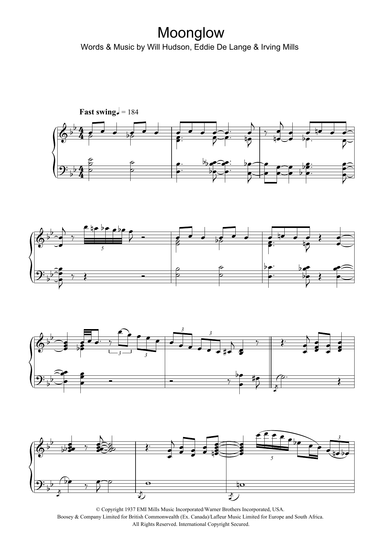 Art Tatum Moonglow sheet music notes and chords arranged for Piano Solo
