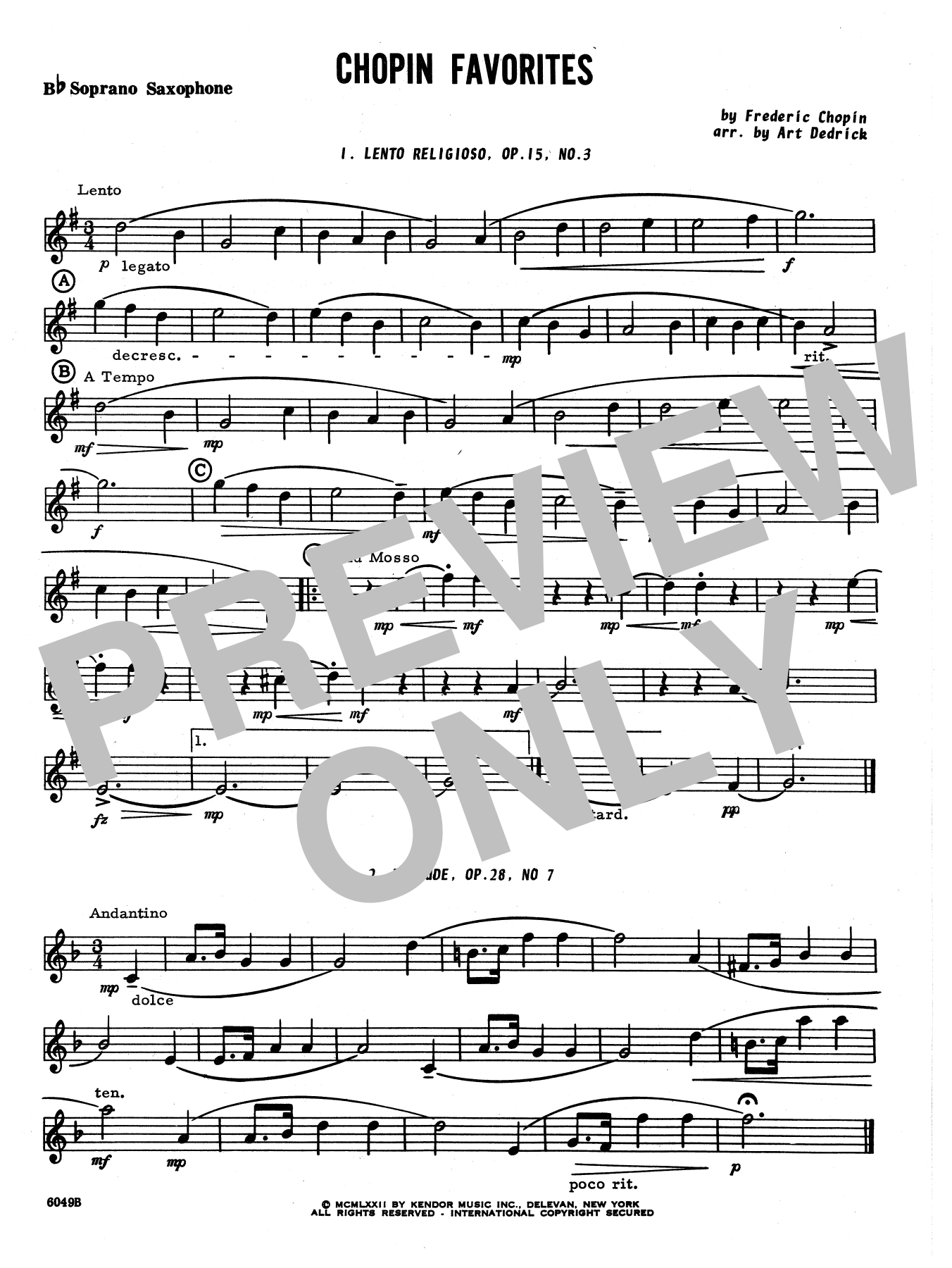 Art Dedrick Chopin Favorites - Bb Soprano Sax sheet music notes and chords. Download Printable PDF.