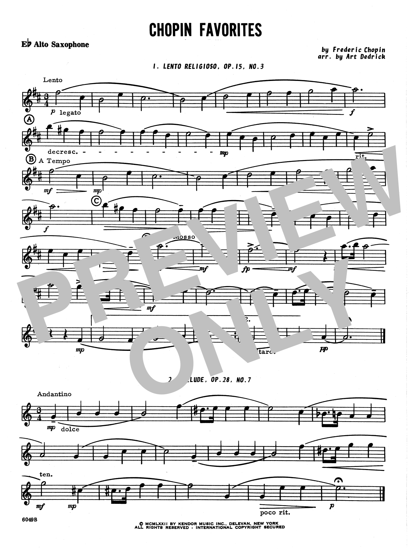 Art Dedrick Chopin Favorites - Eb Alto Saxophone sheet music notes and chords. Download Printable PDF.
