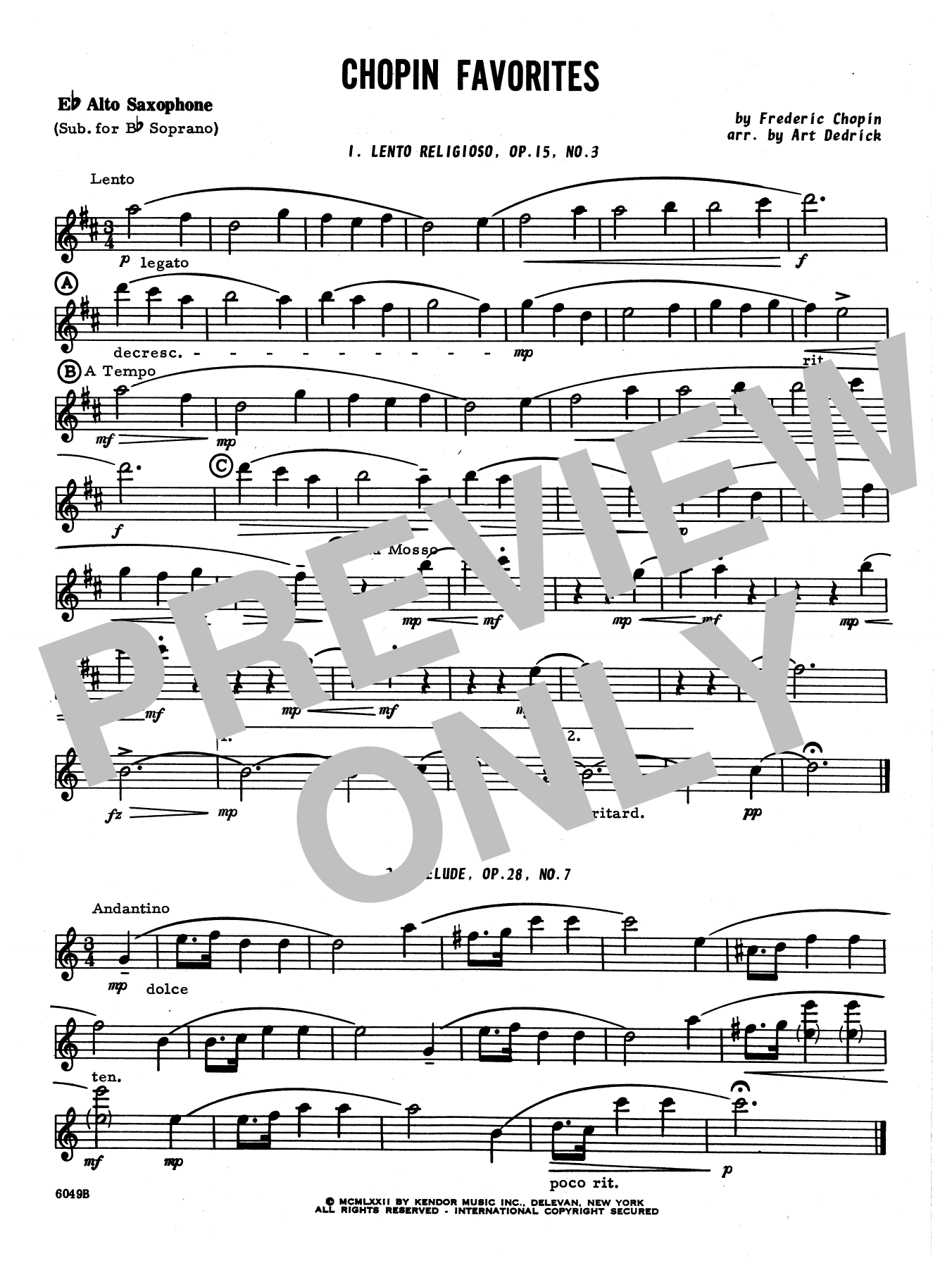Art Dedrick Chopin Favorites - Opt. Alto Sax sheet music notes and chords. Download Printable PDF.
