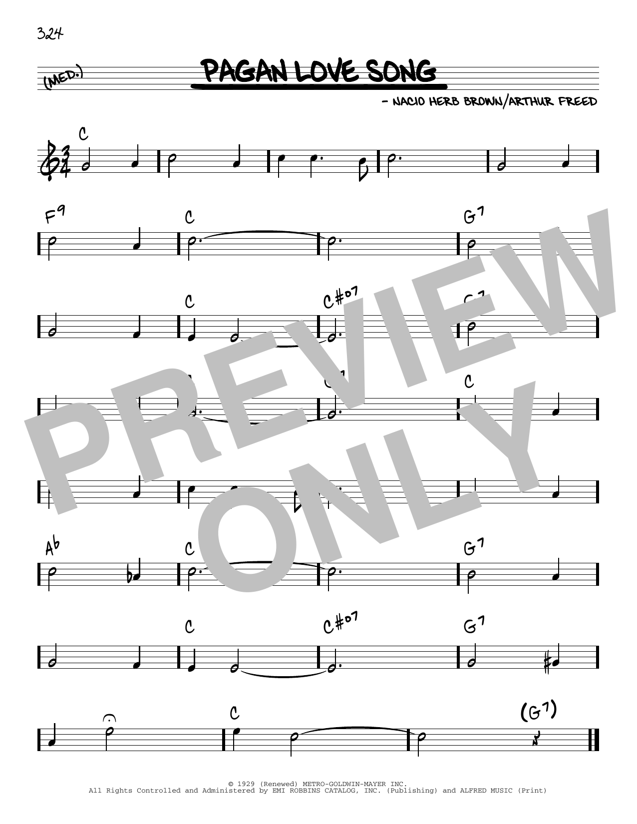 Arthur Freed and Nacio Herb Brown Pagan Love Song sheet music notes and chords arranged for Real Book – Melody & Chords