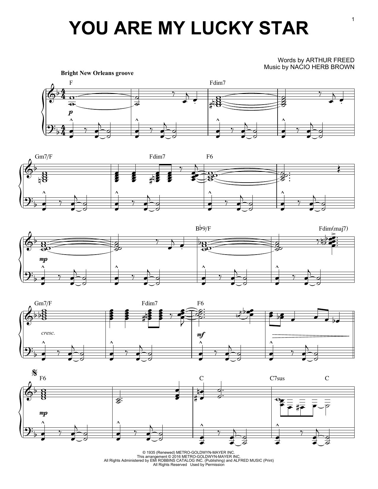 Arthur Freed You Are My Lucky Star [Jazz version] (arr. Brent Edstrom) sheet music notes and chords arranged for Piano Solo