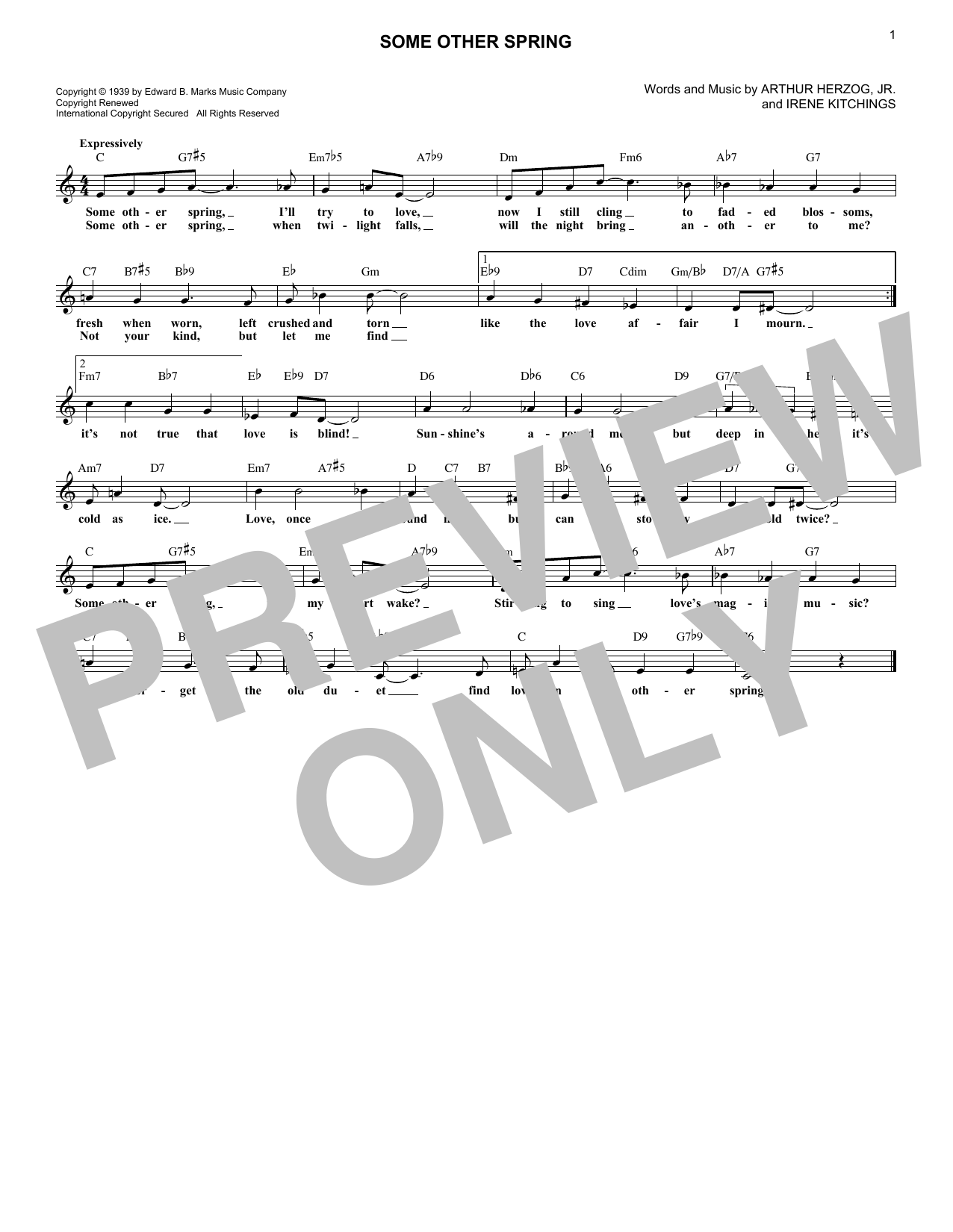 Arthur Herzog Jr. and Irene Kitchings Some Other Spring sheet music notes and chords arranged for Lead Sheet / Fake Book