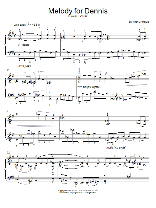 Arthur Houle Melody For Dennis sheet music notes and chords arranged for Educational Piano