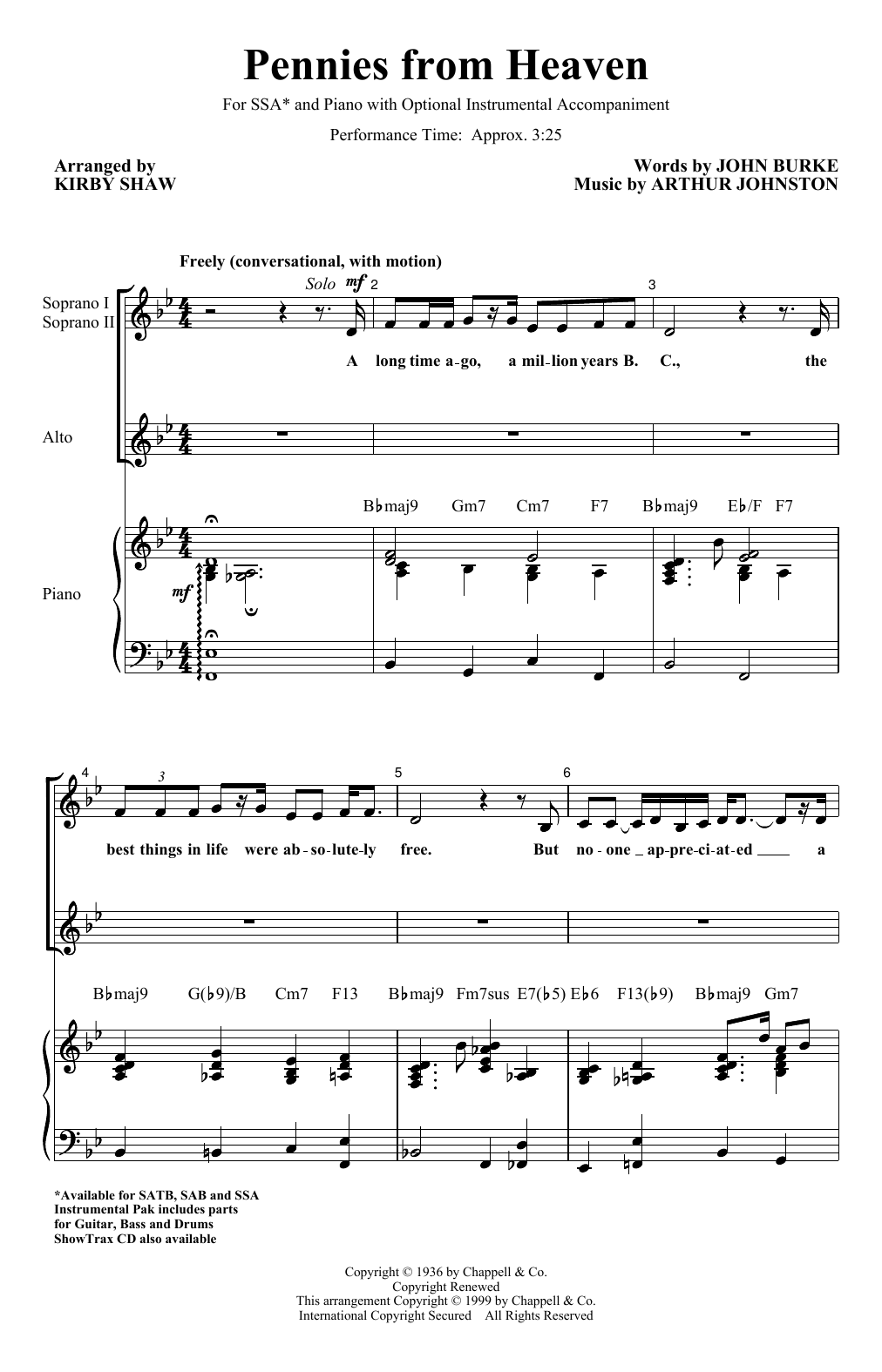 Arthur Johnston Pennies From Heaven (arr. Kirby Shaw) sheet music notes and chords arranged for SATB Choir