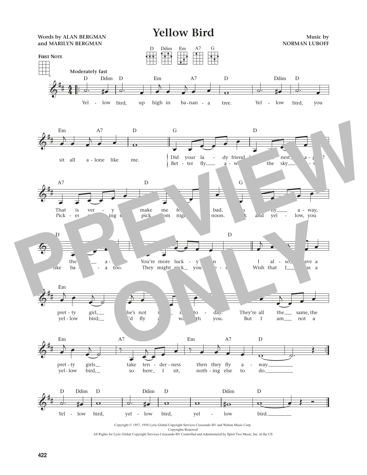 Arthur Lyman Group Yellow Bird (from The Daily Ukulele) (arr. Jim Beloff) sheet music notes and chords arranged for Ukulele