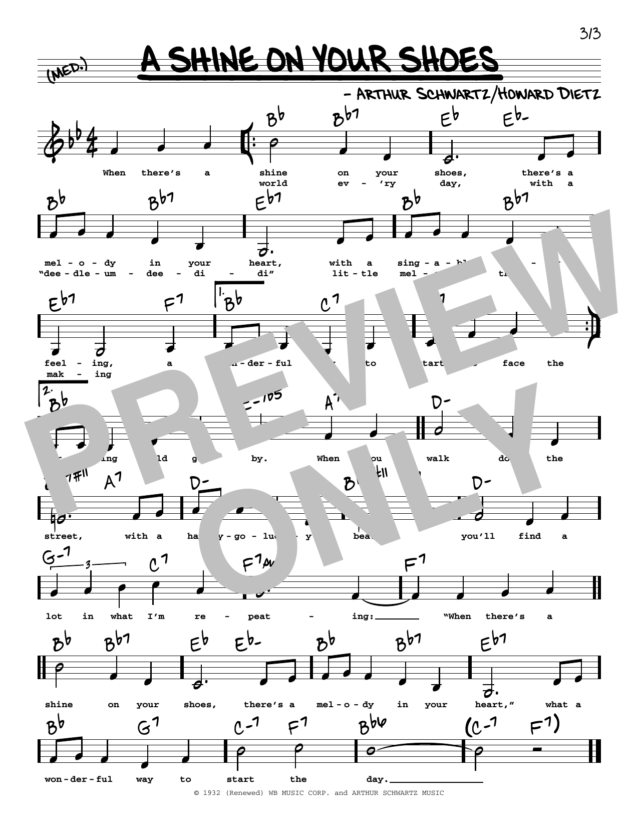 Arthur Schwartz A Shine On Your Shoes (Low Voice) sheet music notes and chords arranged for Real Book – Melody, Lyrics & Chords