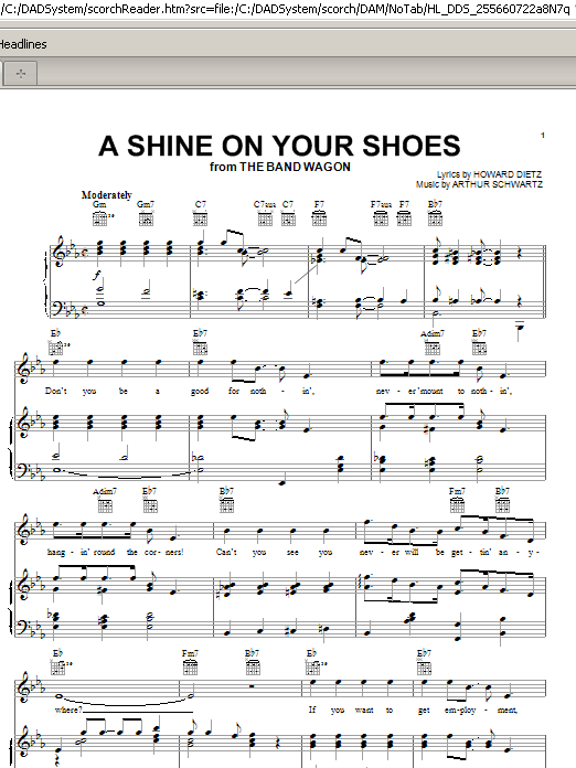 Arthur Schwartz A Shine On Your Shoes sheet music notes and chords arranged for Piano, Vocal & Guitar Chords (Right-Hand Melody)