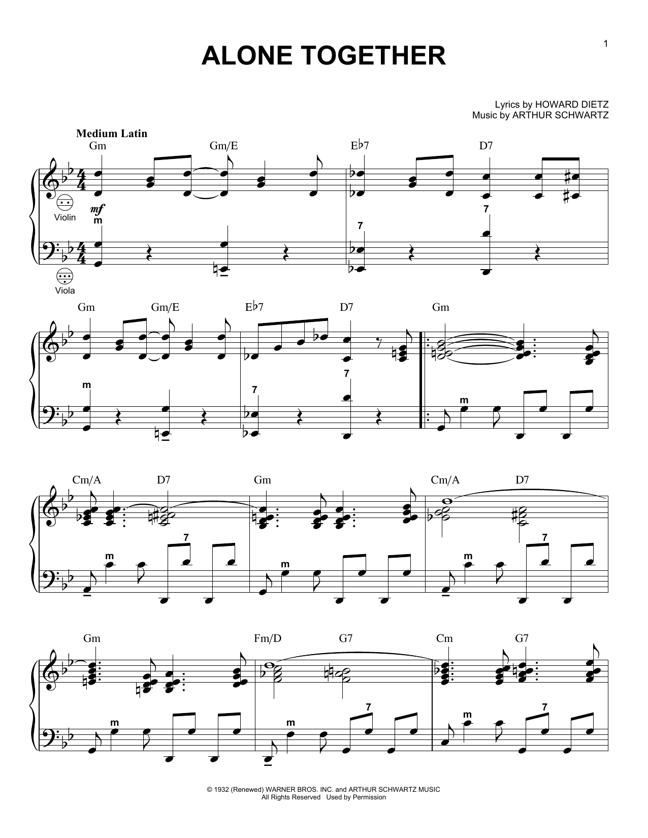 Arthur Schwartz Alone Together (arr. Gary Meisner) sheet music notes and chords arranged for Accordion