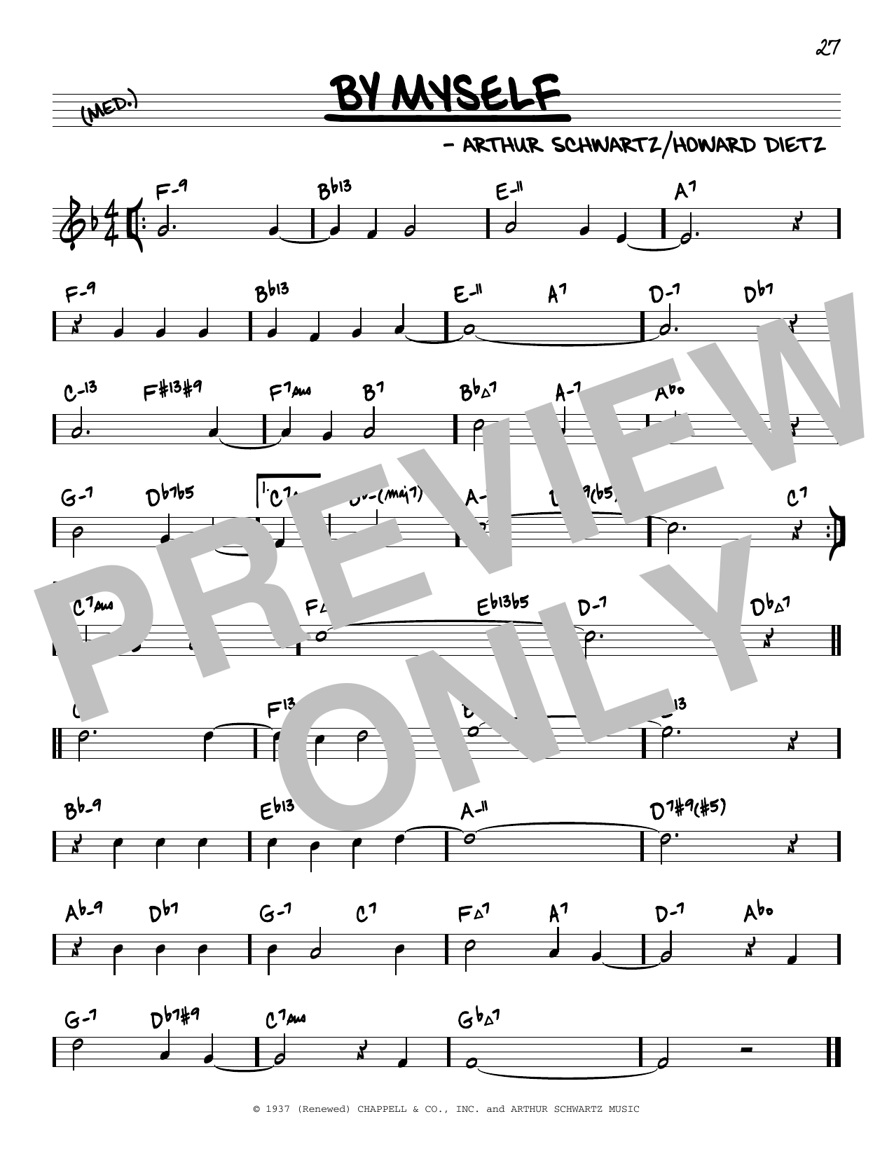 Arthur Schwartz By Myself (arr. David Hazeltine) sheet music notes and chords arranged for Real Book – Enhanced Chords