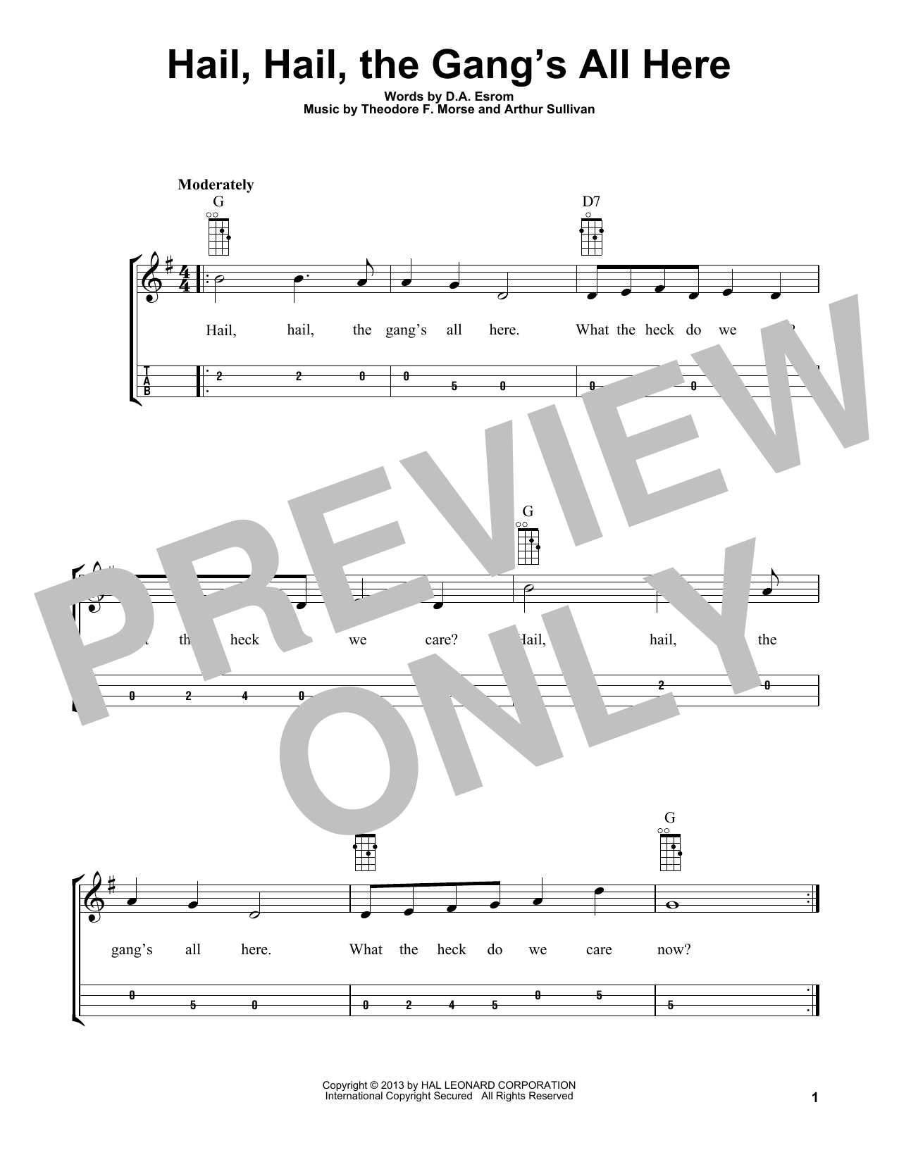 Arthur Sullivan Hail, Hail, The Gang's All Here (arr. Bobby Westfall) sheet music notes and chords arranged for Mandolin