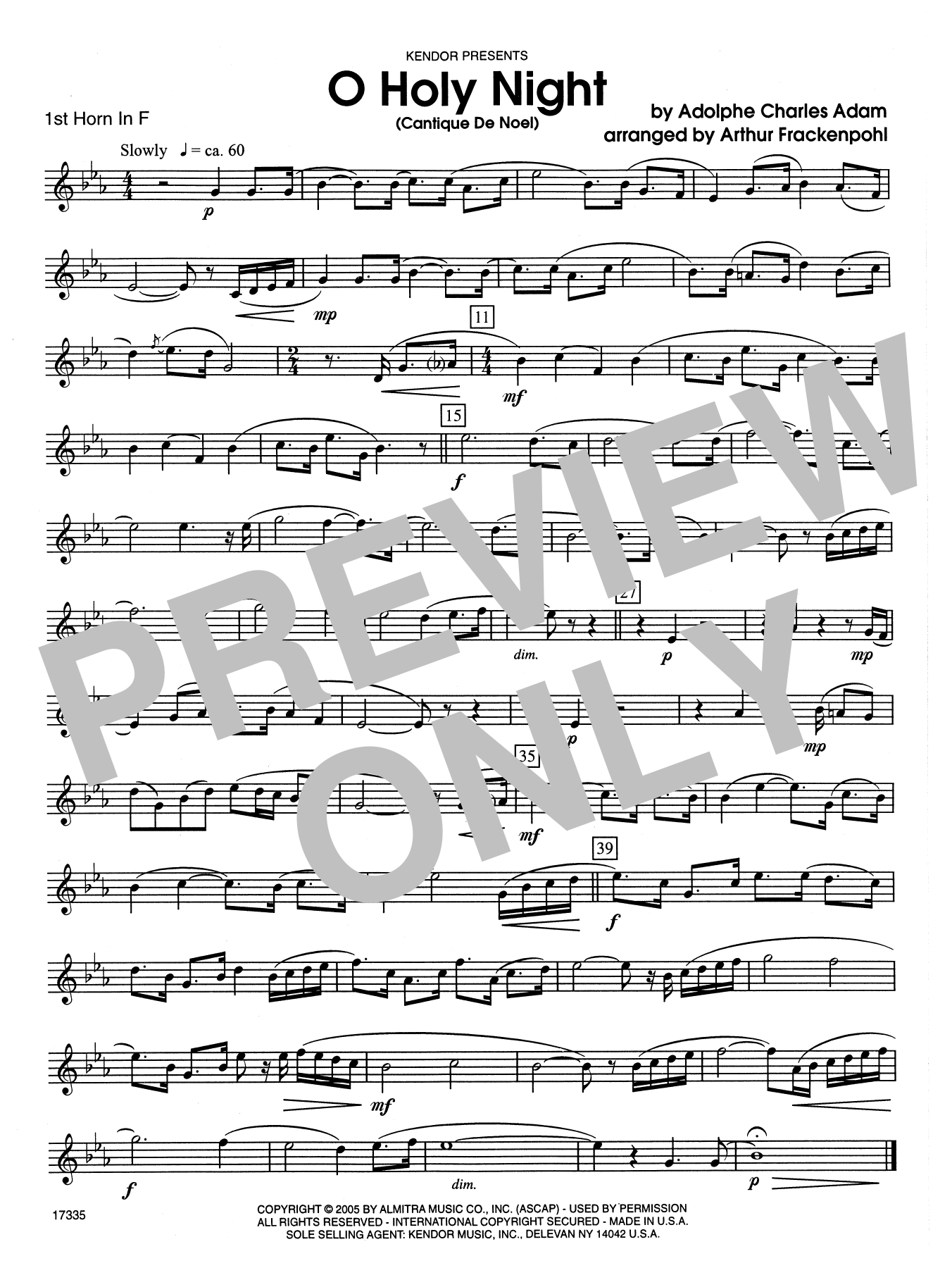 Arthur Frackenpohl O Holy Night (Cantique de Noel) - 1st Horn in F sheet music notes and chords. Download Printable PDF.