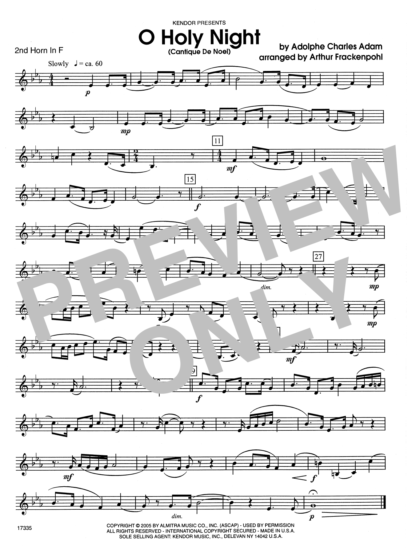 Arthur Frackenpohl O Holy Night (Cantique de Noel) - 2nd Horn in F sheet music notes and chords. Download Printable PDF.