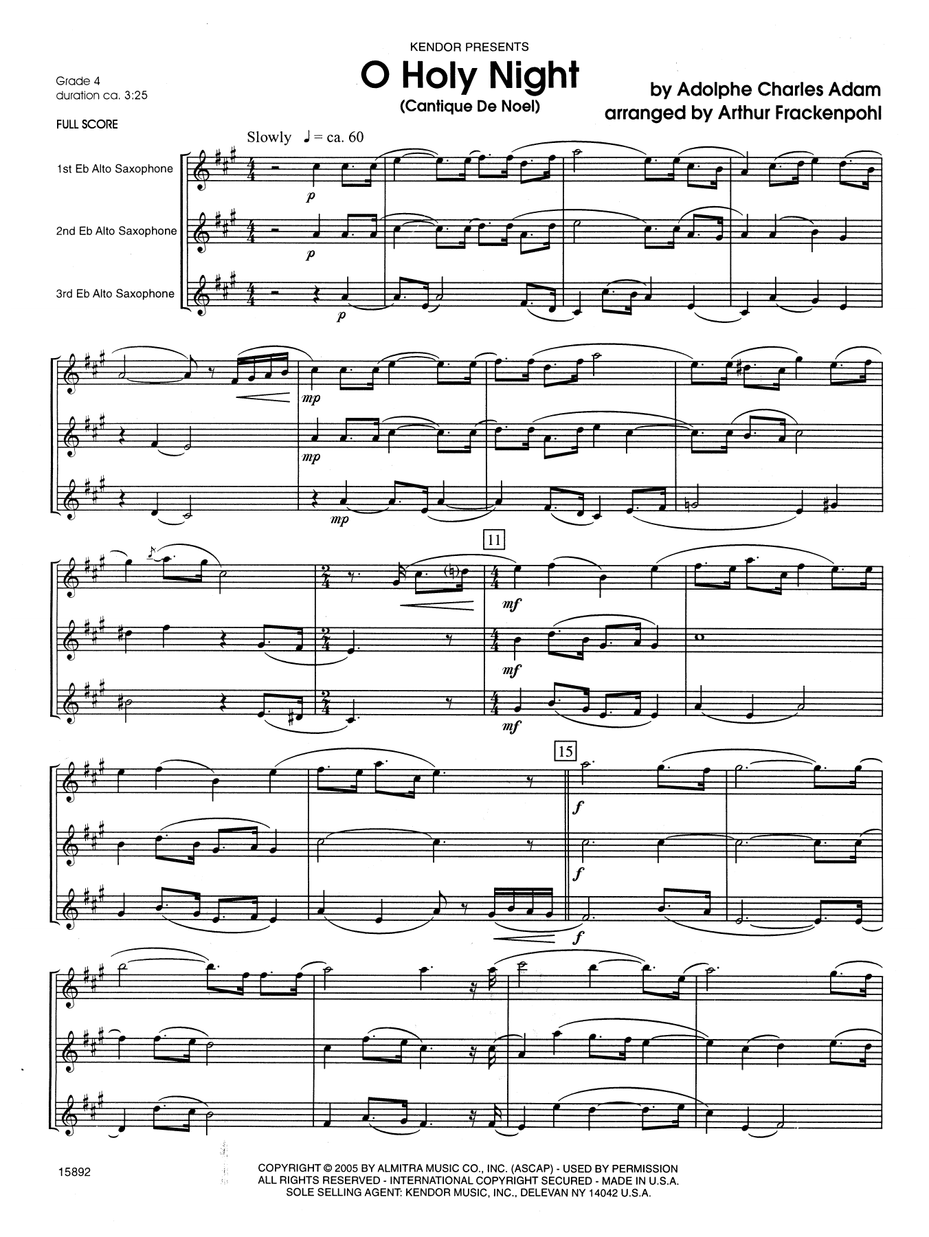 Arthur Frackenpohl O Holy Night (Cantique de Noel) - Full Score sheet music notes and chords. Download Printable PDF.