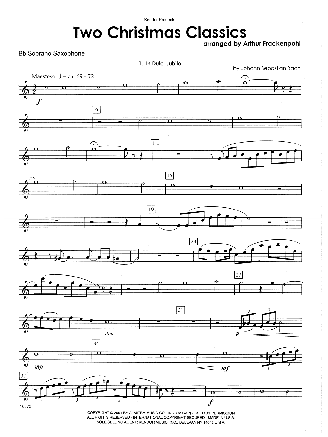 Arthur Frackenpohl Two Christmas Classics - Bb Soprano Sax sheet music notes and chords. Download Printable PDF.