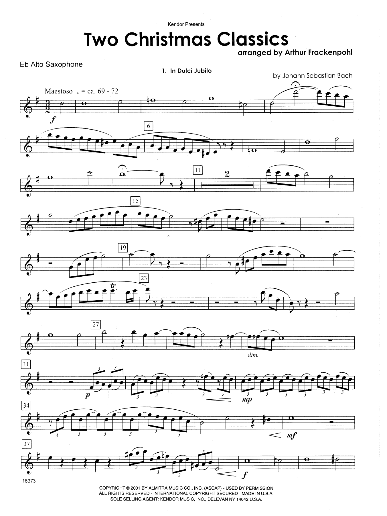 Arthur Frackenpohl Two Christmas Classics - Eb Alto Saxophone sheet music notes and chords. Download Printable PDF.