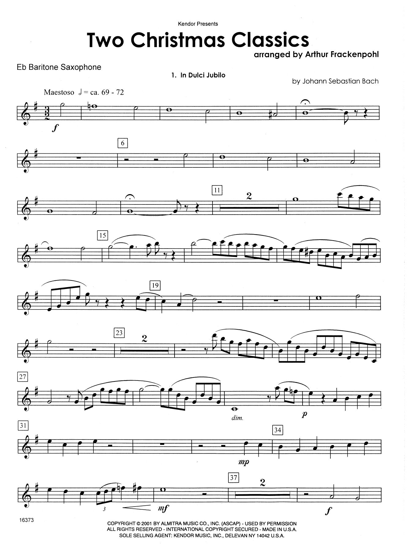 Arthur Frackenpohl Two Christmas Classics - Eb Baritone Saxophone sheet music notes and chords. Download Printable PDF.