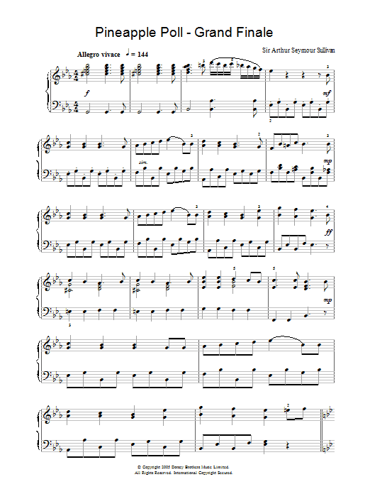 Arthur Seymour Sullivan Grand Finale From Pineapple Poll sheet music notes and chords. Download Printable PDF.